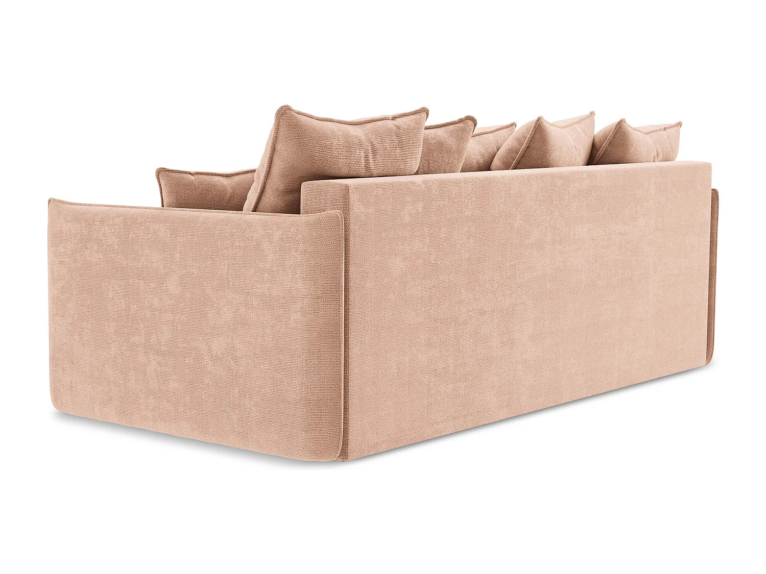 Driezits-slaapbank van perzik chenille stof - HULA