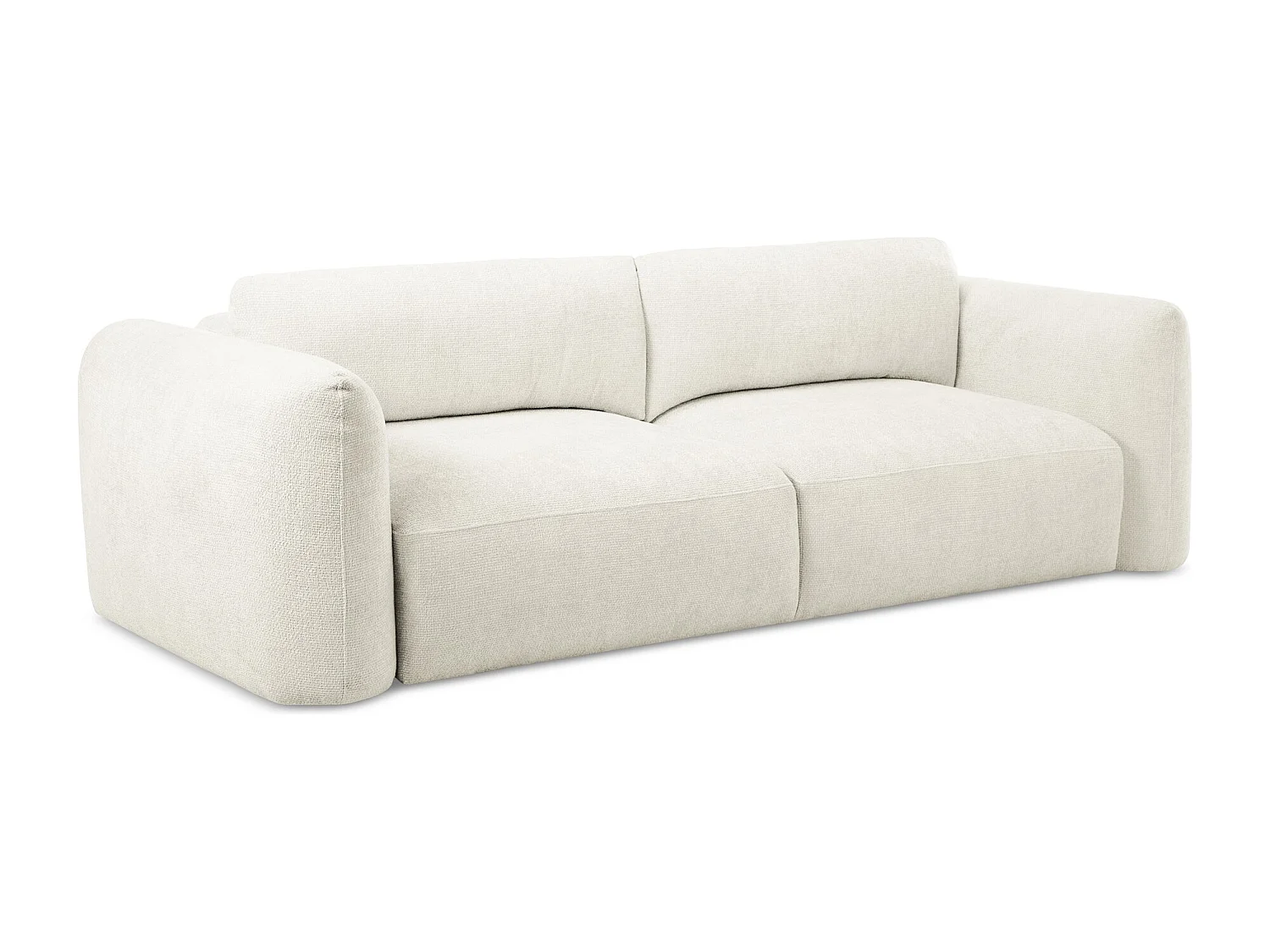 Sofá de 3 lugares convertível em tecido chenille branco - MELE