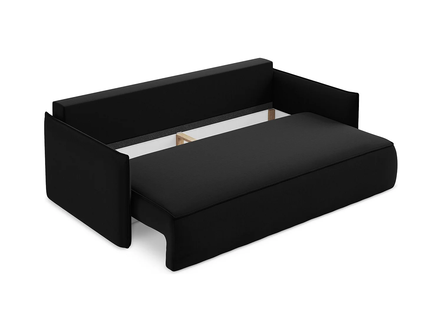 Kanapa 3-osobowa z funkcją spania - z tkaniny welwetowej - czarny - HULA