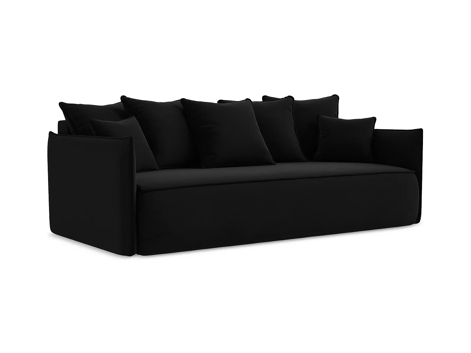 3-Sitzer Sofa mit Schlaffunktion - - Samt - Schwarz - HULA