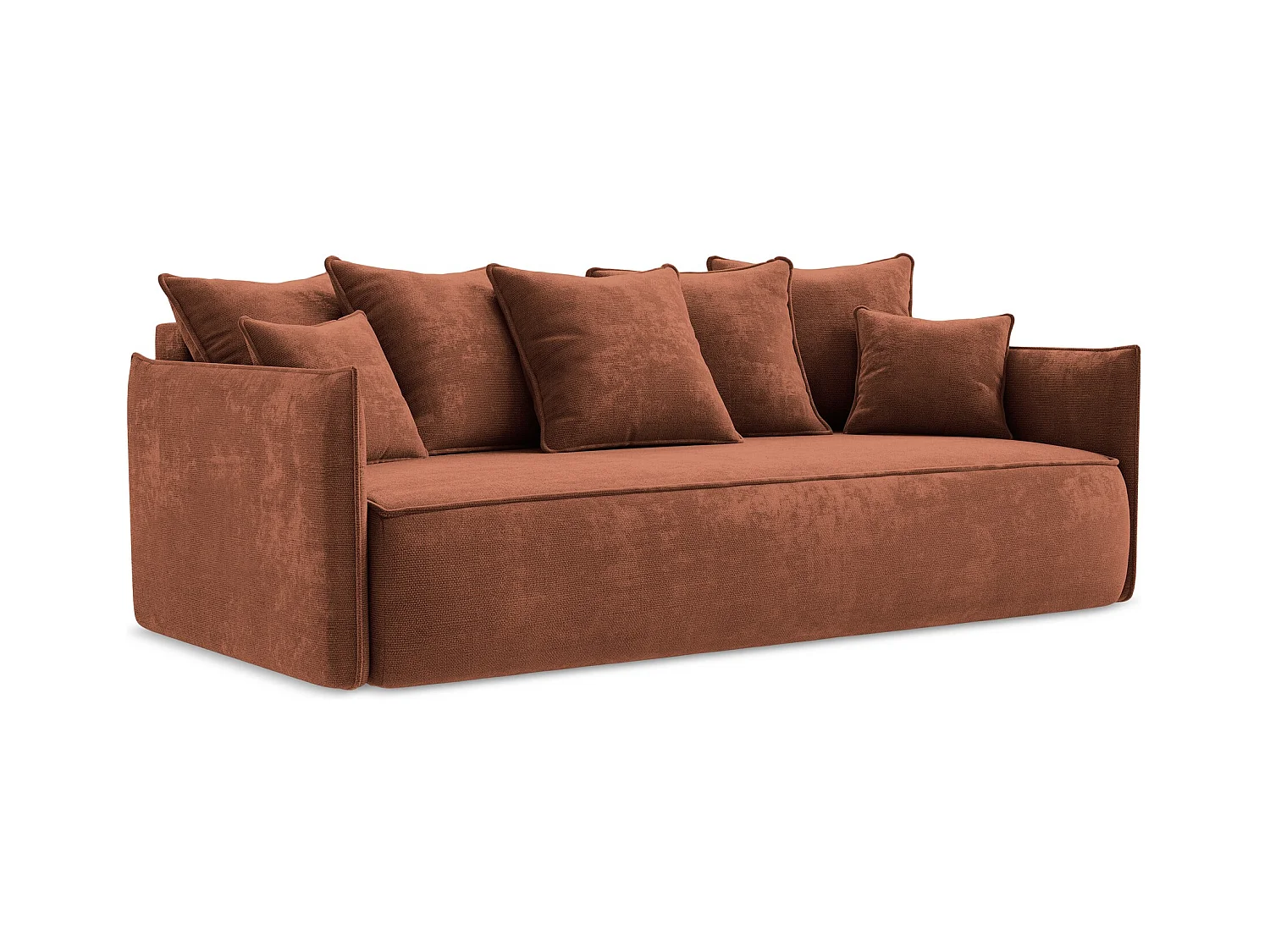 Kanapa 3-osobowa z funkcją spania - z tkaniny szenilowej - terakota - HULA