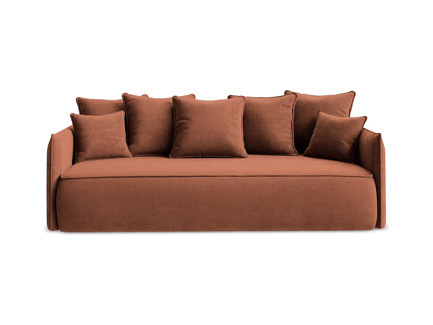 Kanapa 3-osobowa z funkcją spania - z tkaniny szenilowej - terakota - HULA