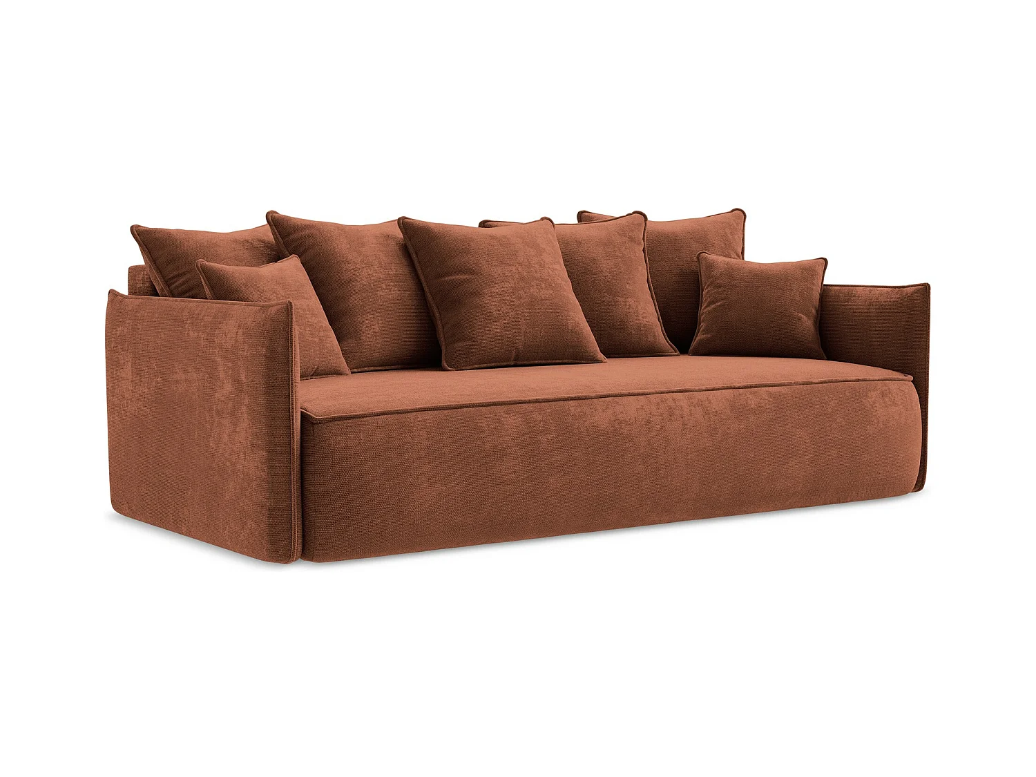 Canapé 3 places convertible en tissu chenille - terre cuite - HULA