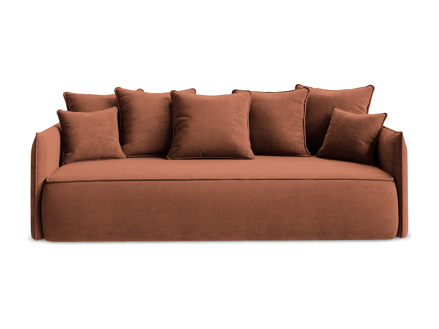 Driezits-slaapbank van terracotta chenille stof - HULA