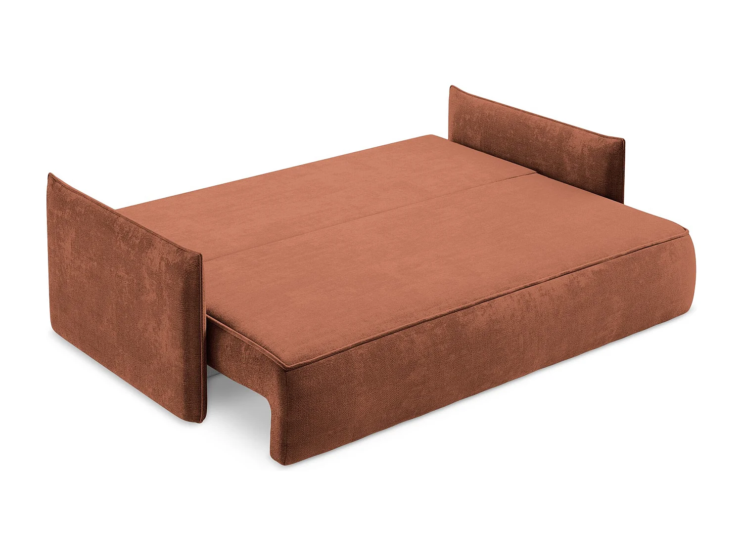 Driezits-slaapbank van terracotta chenille stof - HULA