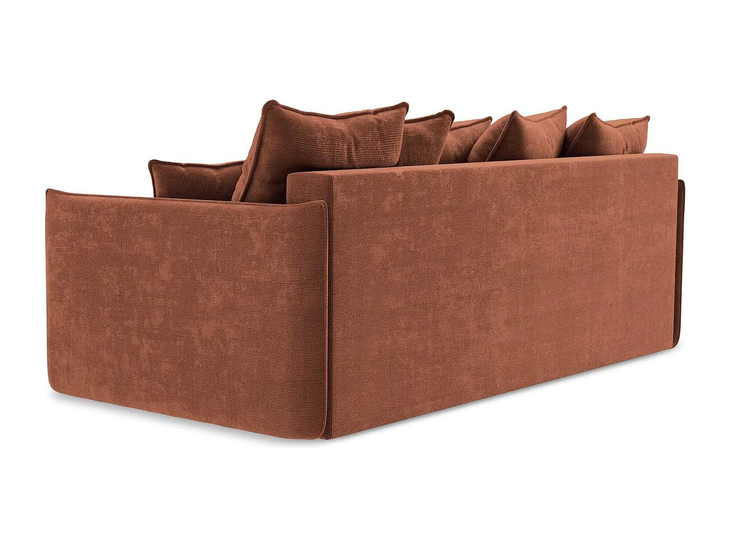 Driezits-slaapbank van terracotta chenille stof - HULA