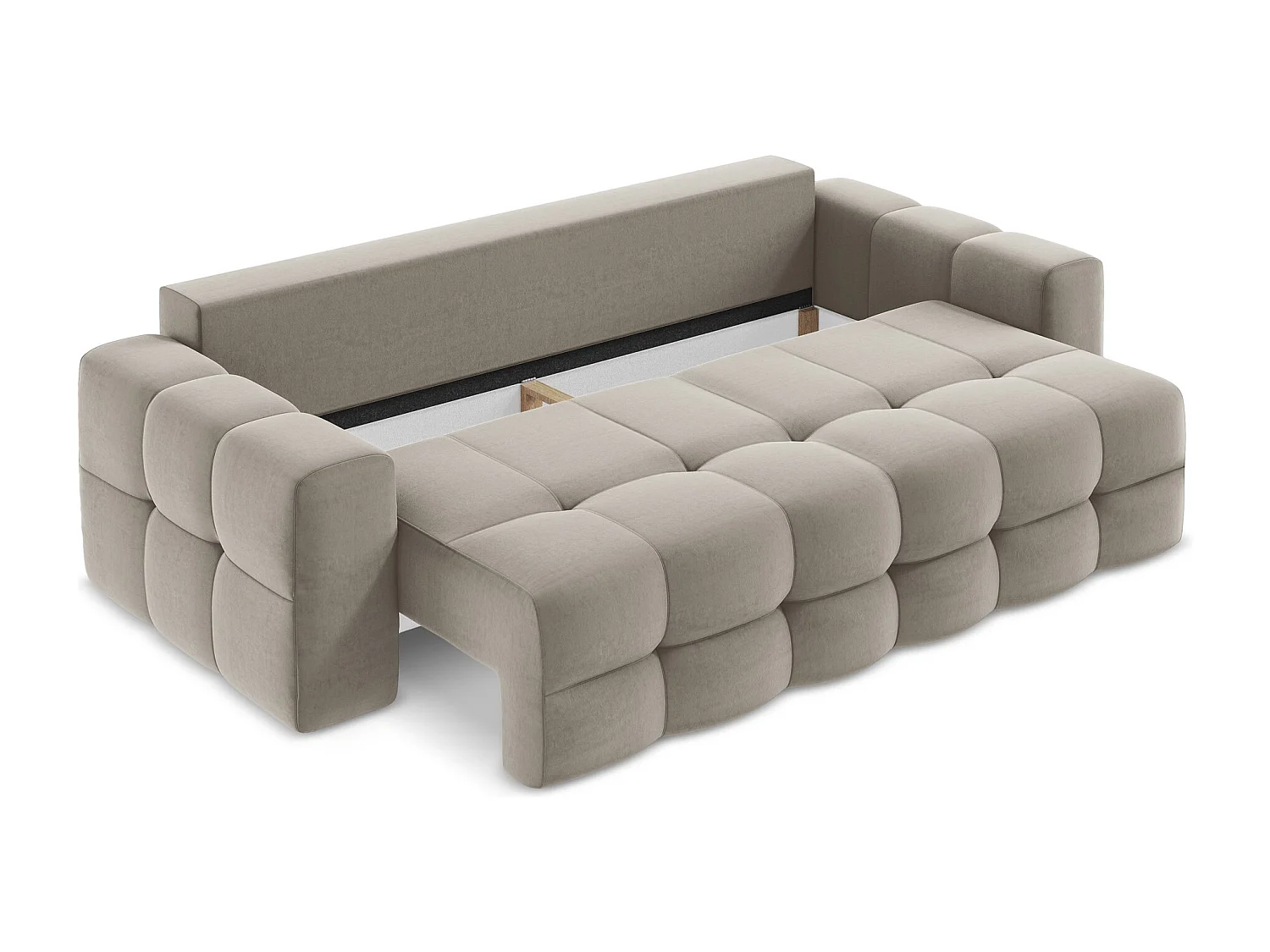 Canapé 3 places convertible en velours - taupe - MILU