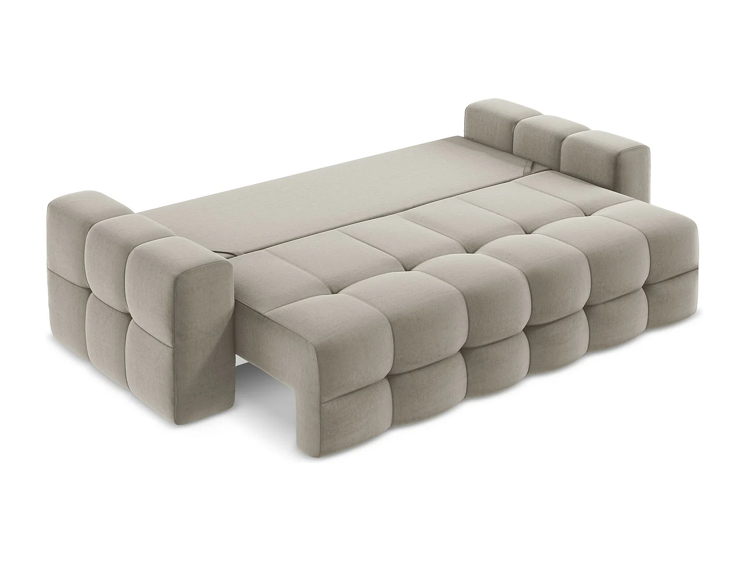 Canapé 3 places convertible en velours - taupe - MILU