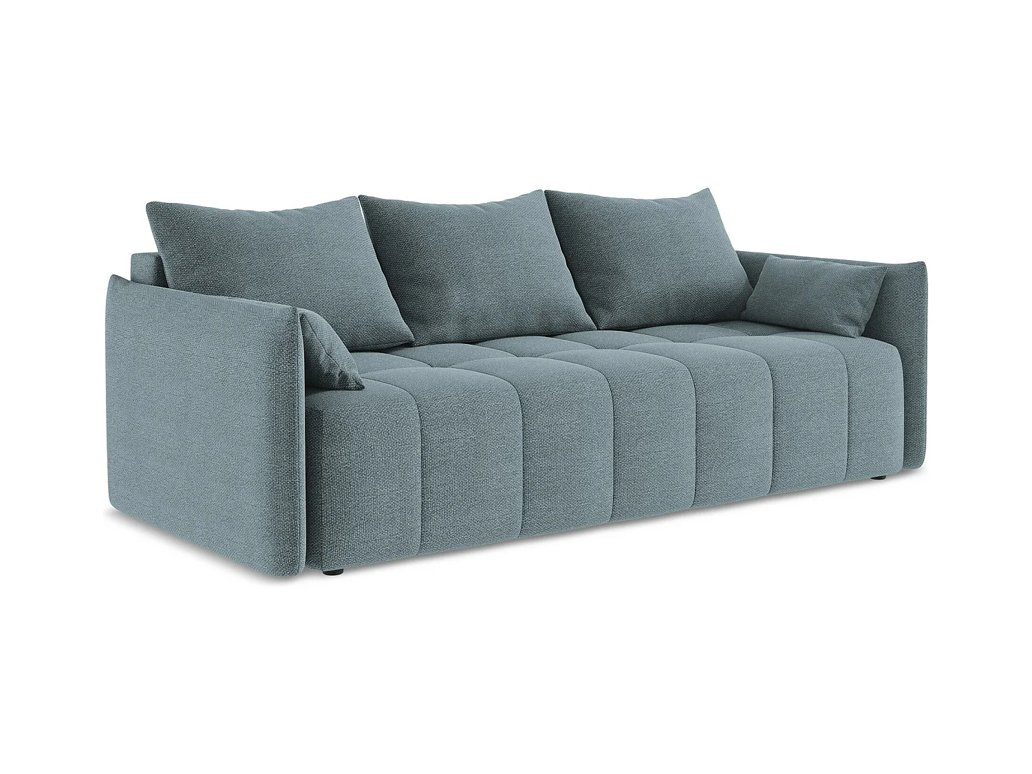 Canapé 3 places convertible en tissu bouclette - jeans - MOKU