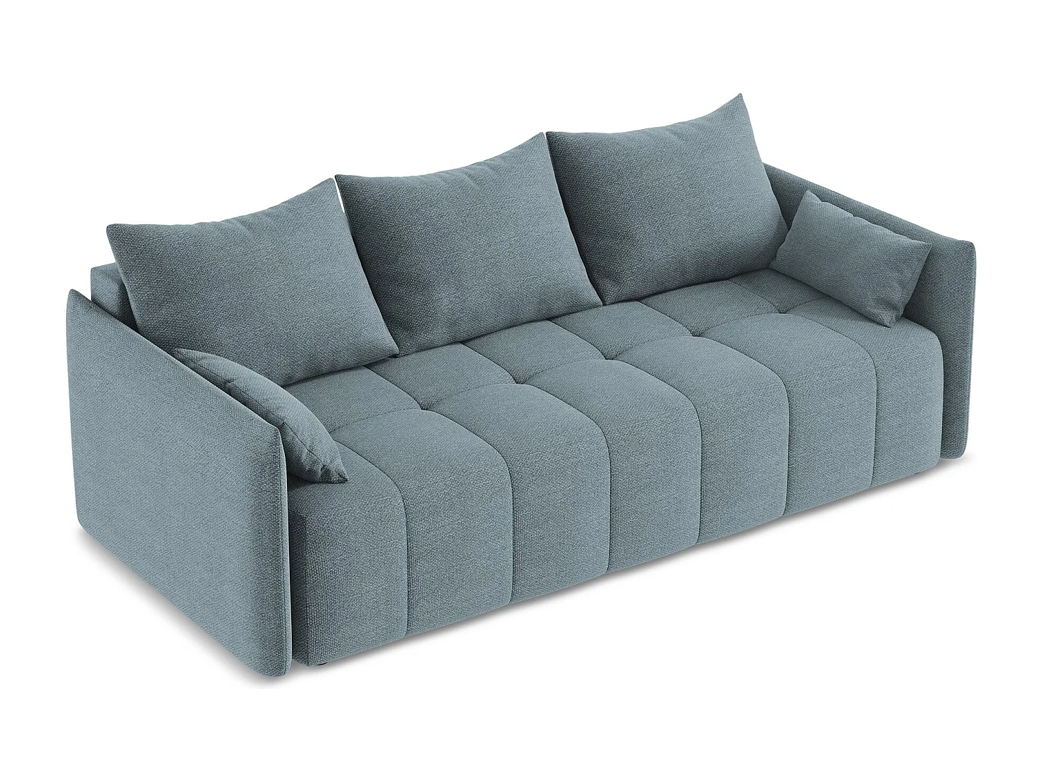 Canapé 3 places convertible en tissu bouclette - jeans - MOKU