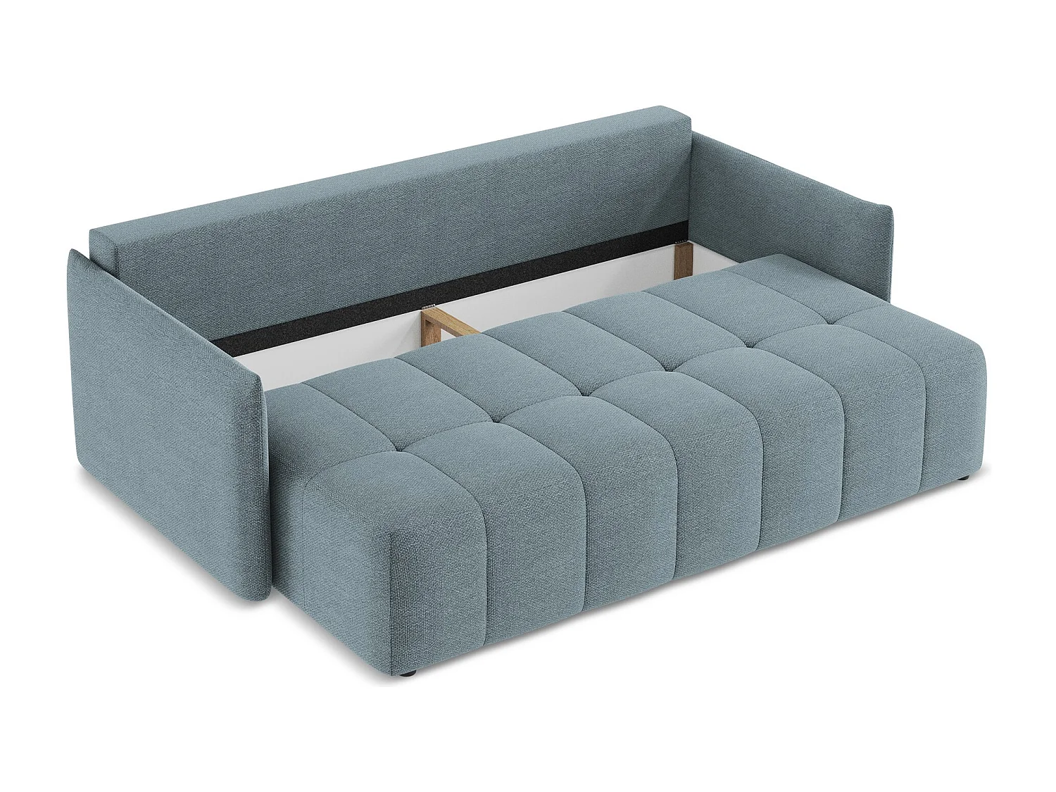 Canapé 3 places convertible en tissu bouclette - jeans - MOKU