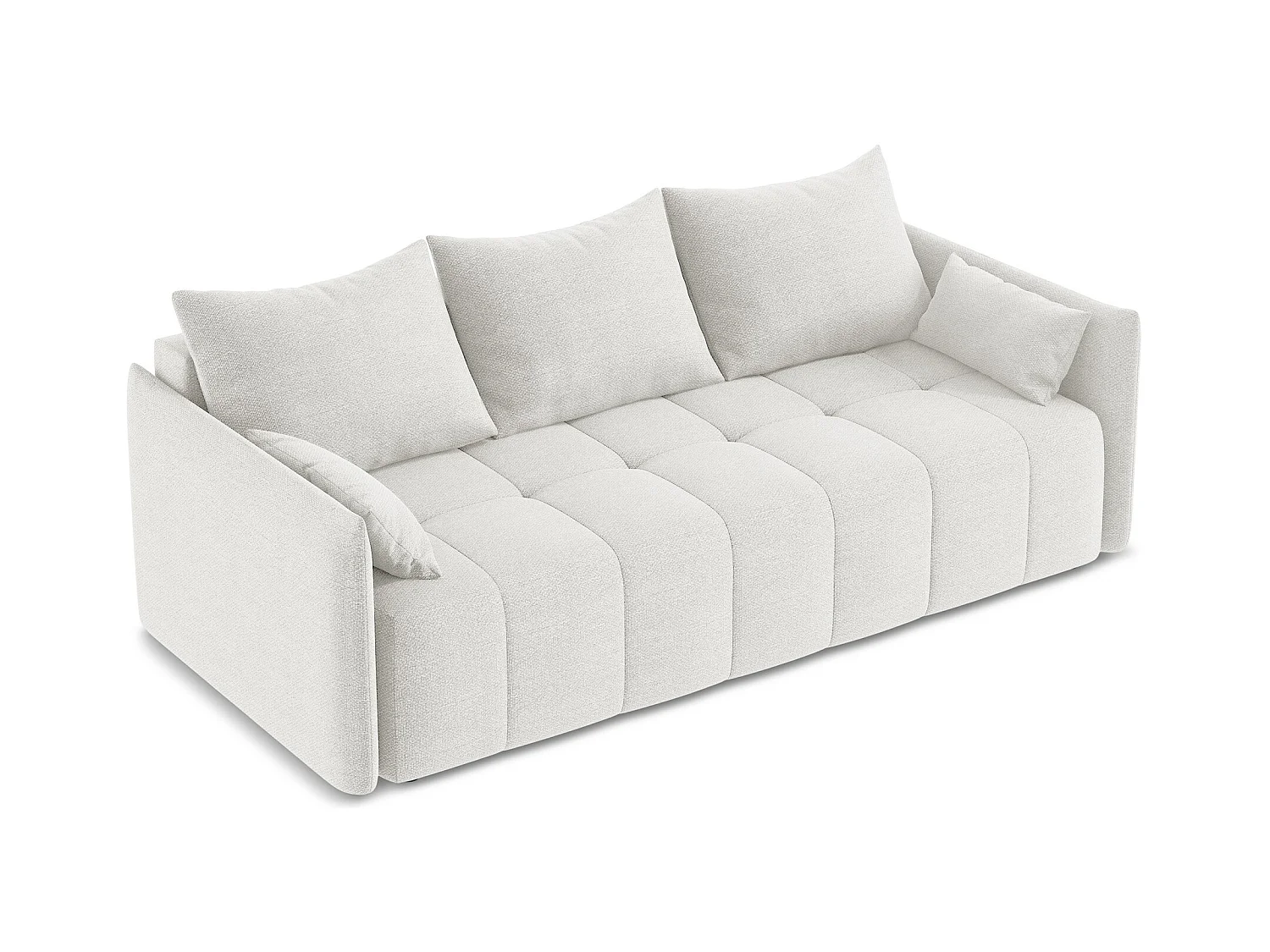 3-Sitzer Sofa mit Schlaffunktion - - Bouclé - Weiß - MOKU