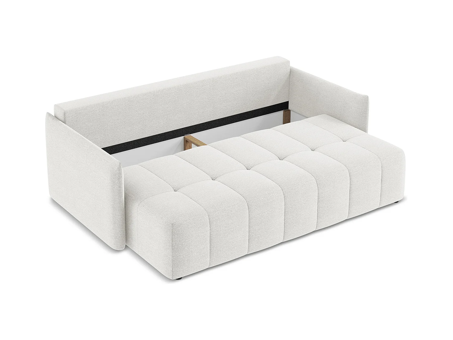 3-Sitzer Sofa mit Schlaffunktion - - Bouclé - Weiß - MOKU