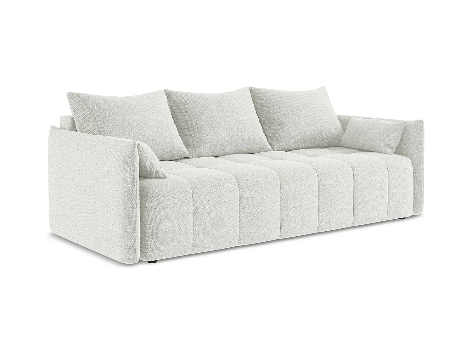 3-Sitzer Sofa mit Schlaffunktion - - Bouclé - Weiß - MOKU