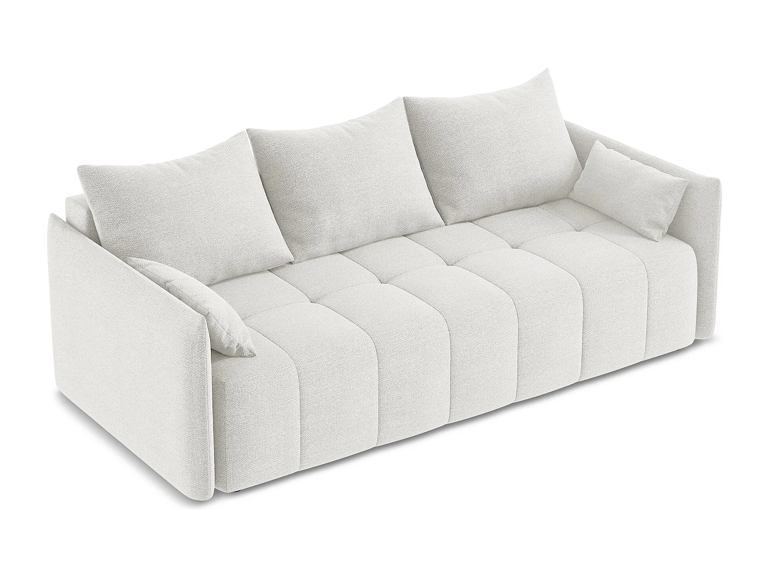 Kanapa 3-osobowa z funkcją spania - z tkaniny bouclé - biały - MOKU