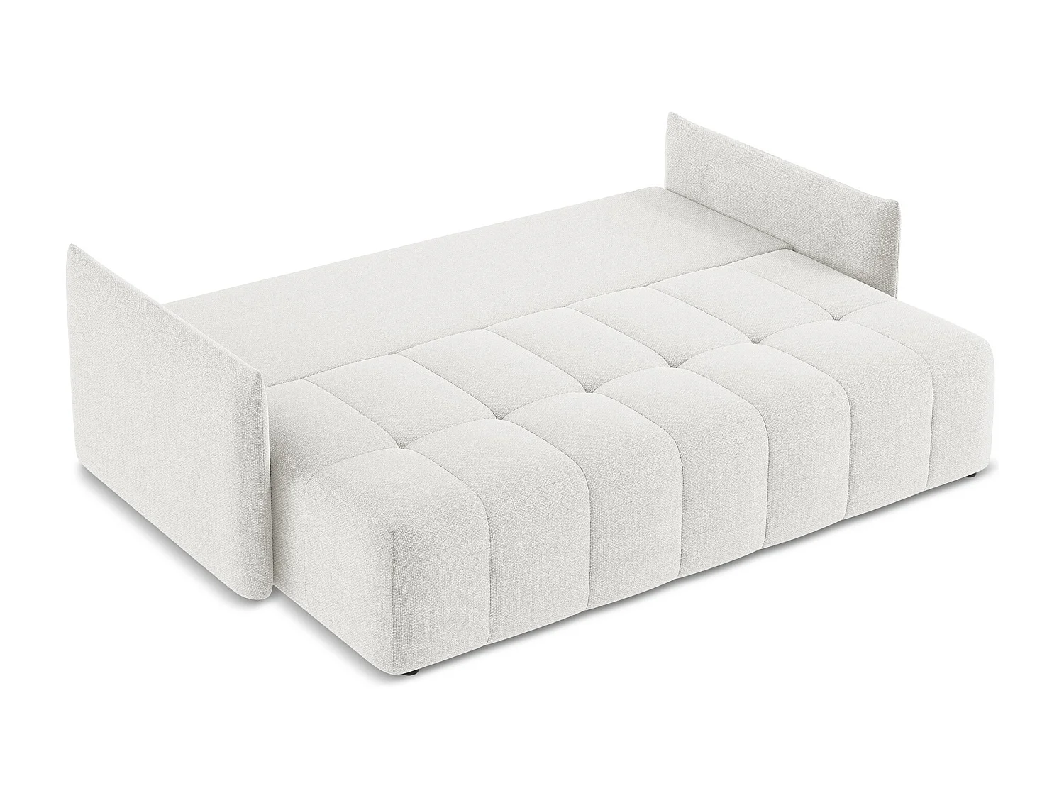 Kanapa 3-osobowa z funkcją spania - z tkaniny bouclé - biały - MOKU