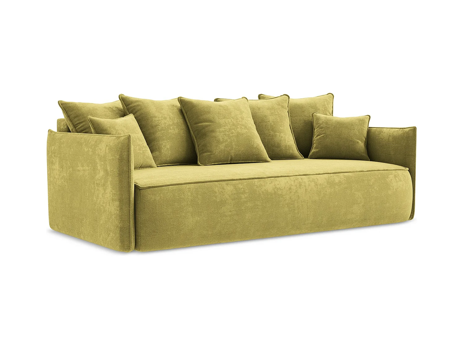Canapé 3 places convertible en tissu chenille - vert citron - HULA