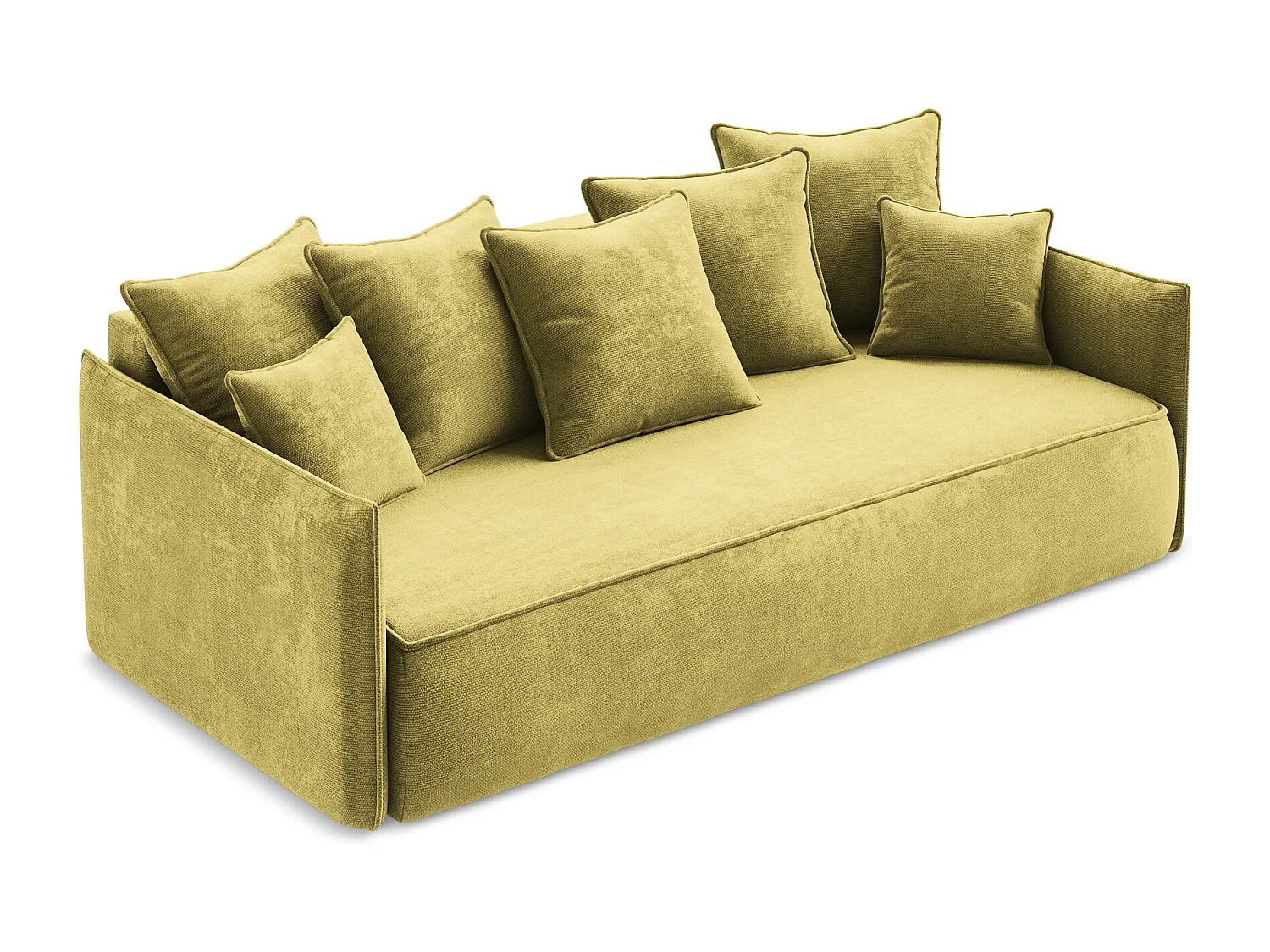 Canapé 3 places convertible en tissu chenille - vert citron - HULA