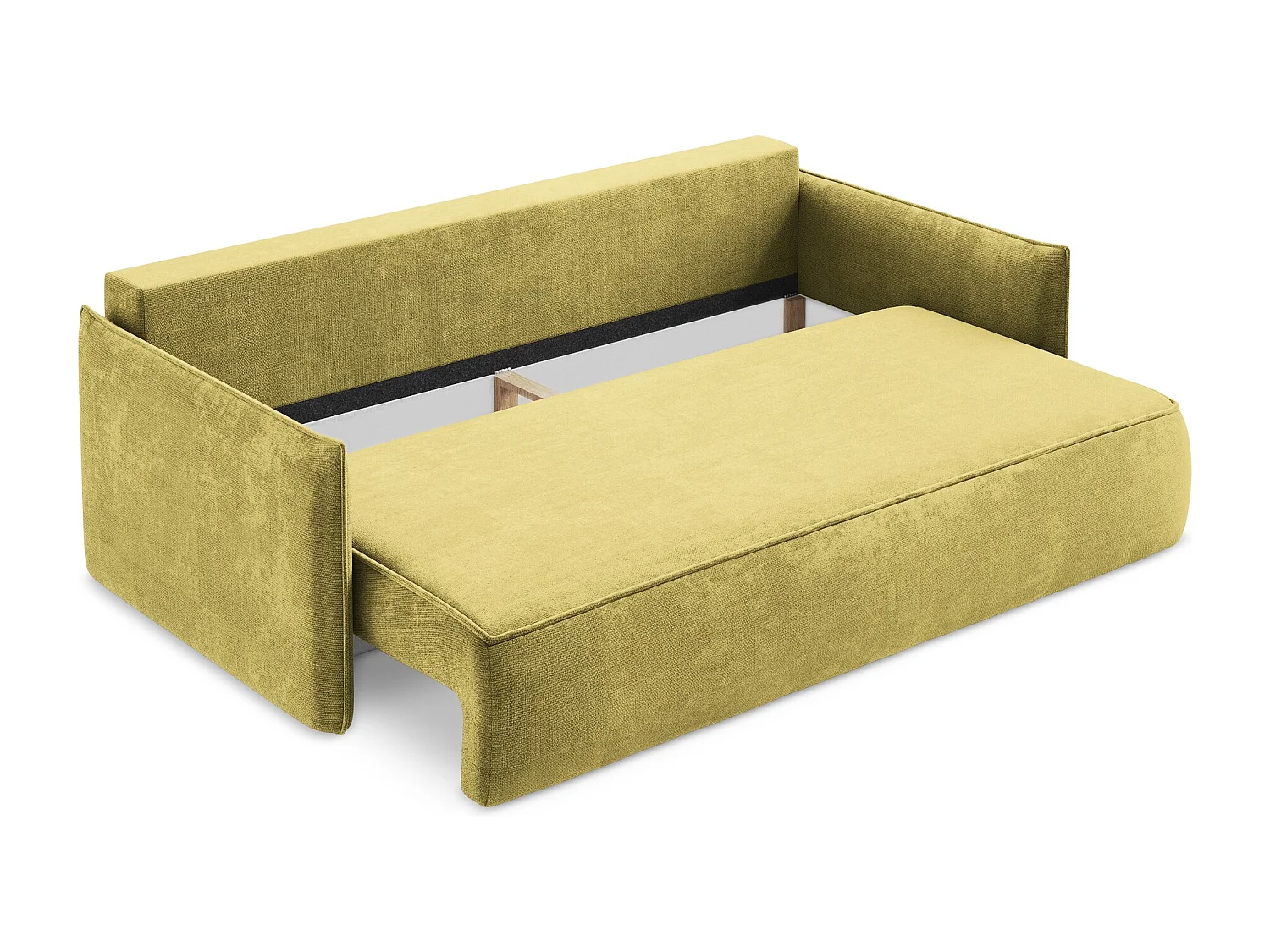 Canapé 3 places convertible en tissu chenille - vert citron - HULA