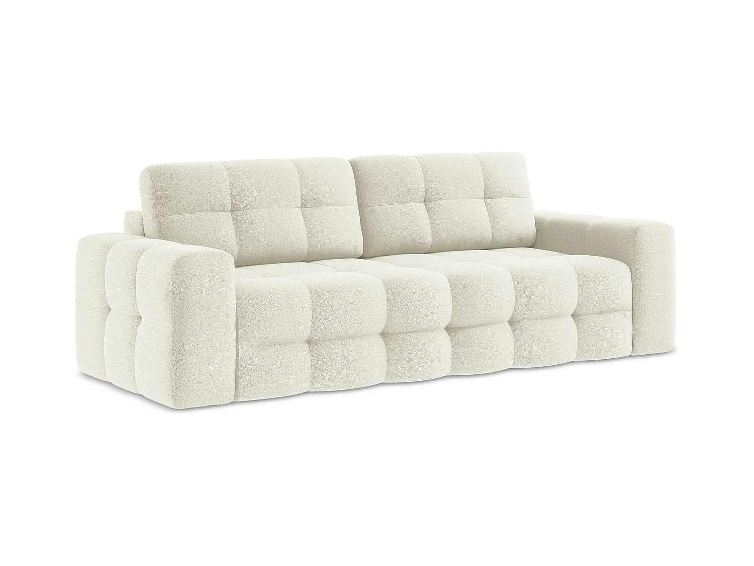 3-Sitzer Sofa mit Schlaffunktion - - Bouclé - Hell beige - MILU
