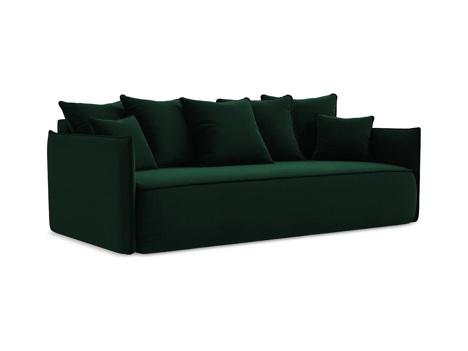 3-Sitzer Sofa mit Schlaffunktion - - Samt - Flaschengrün - HULA