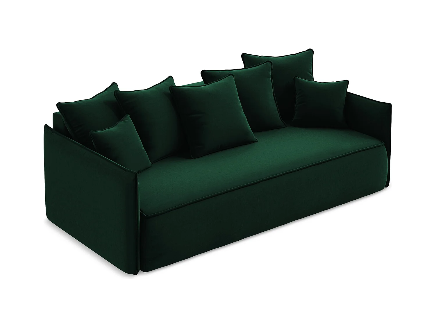 3-Sitzer Sofa mit Schlaffunktion - - Samt - Flaschengrün - HULA