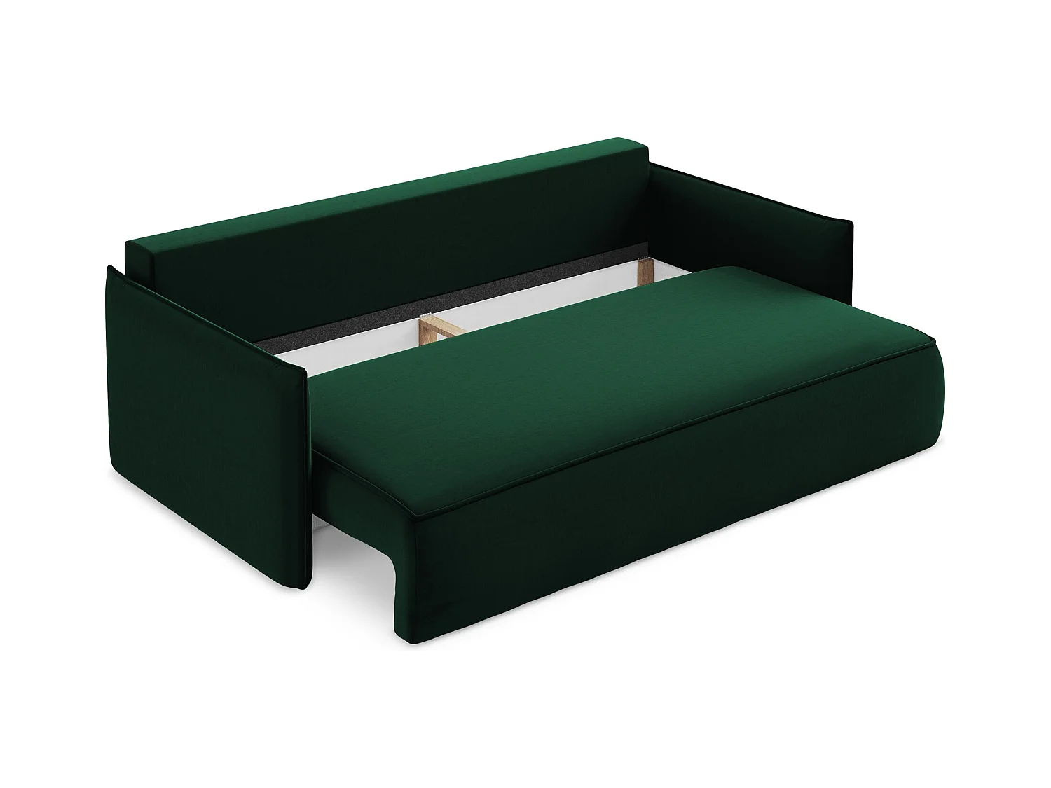 3-Sitzer Sofa mit Schlaffunktion - - Samt - Flaschengrün - HULA