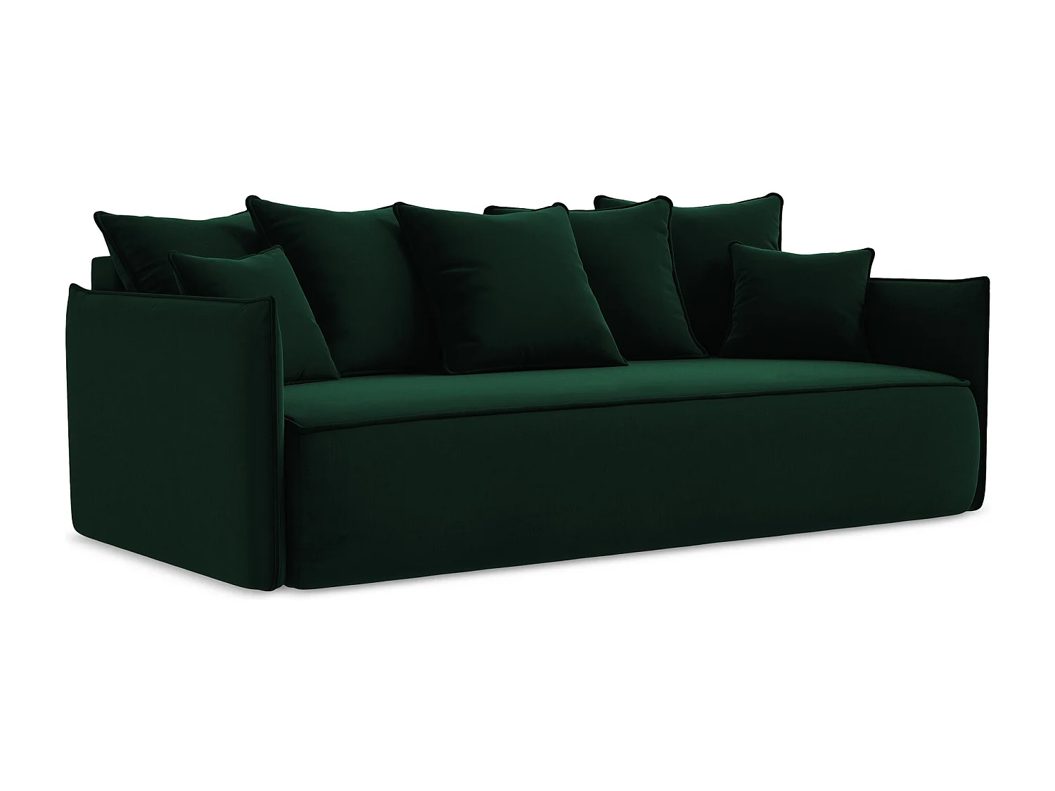 3-Sitzer Sofa mit Schlaffunktion - - Samt - Flaschengrün - HULA