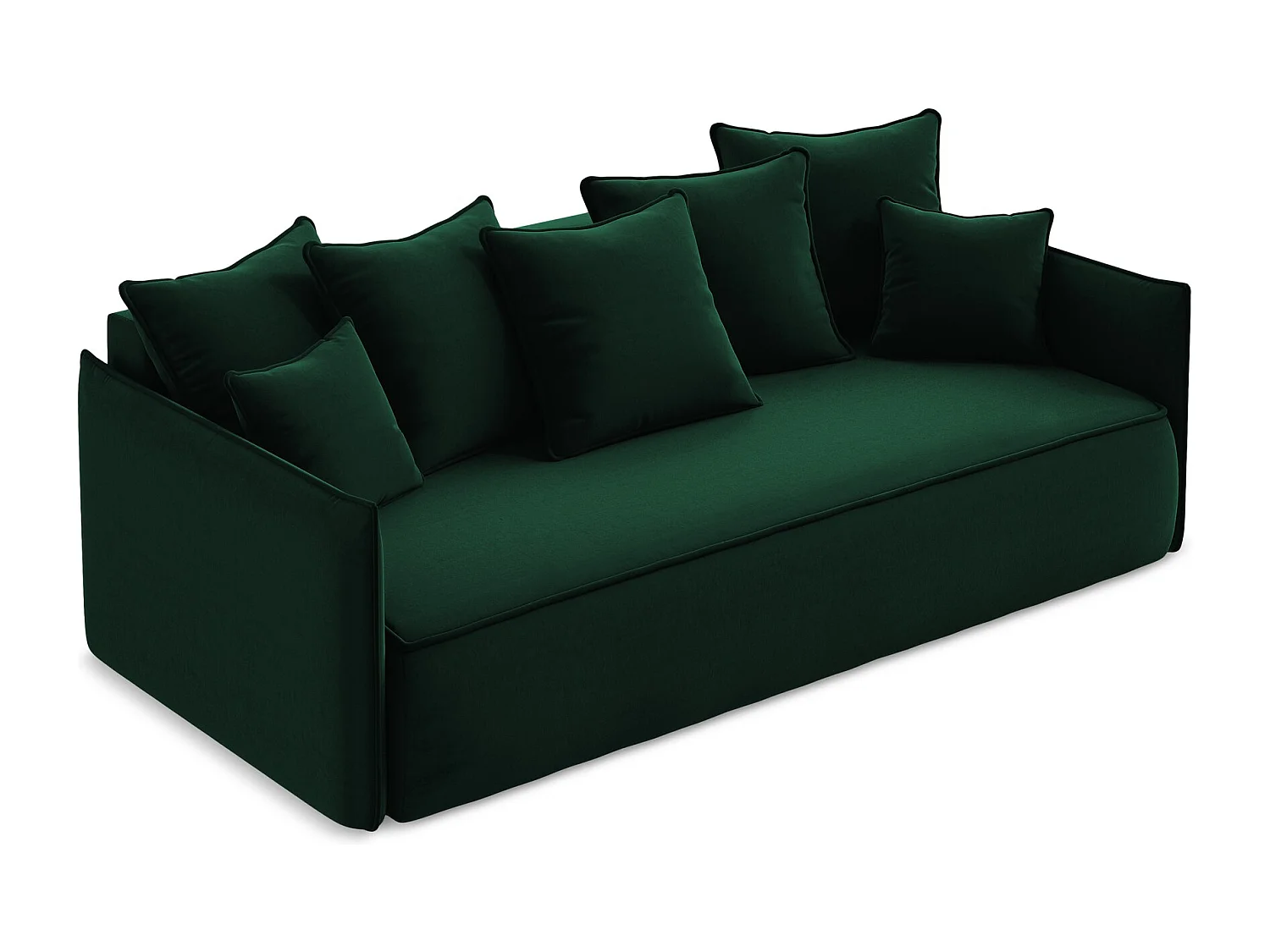3-Sitzer Sofa mit Schlaffunktion - - Samt - Flaschengrün - HULA