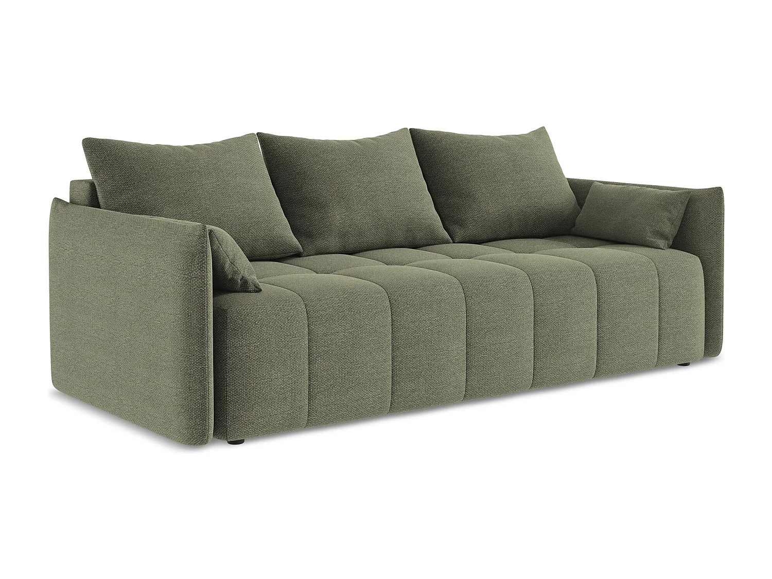 3-Sitzer Sofa mit Schlaffunktion - - Bouclé - Olive - MOKU