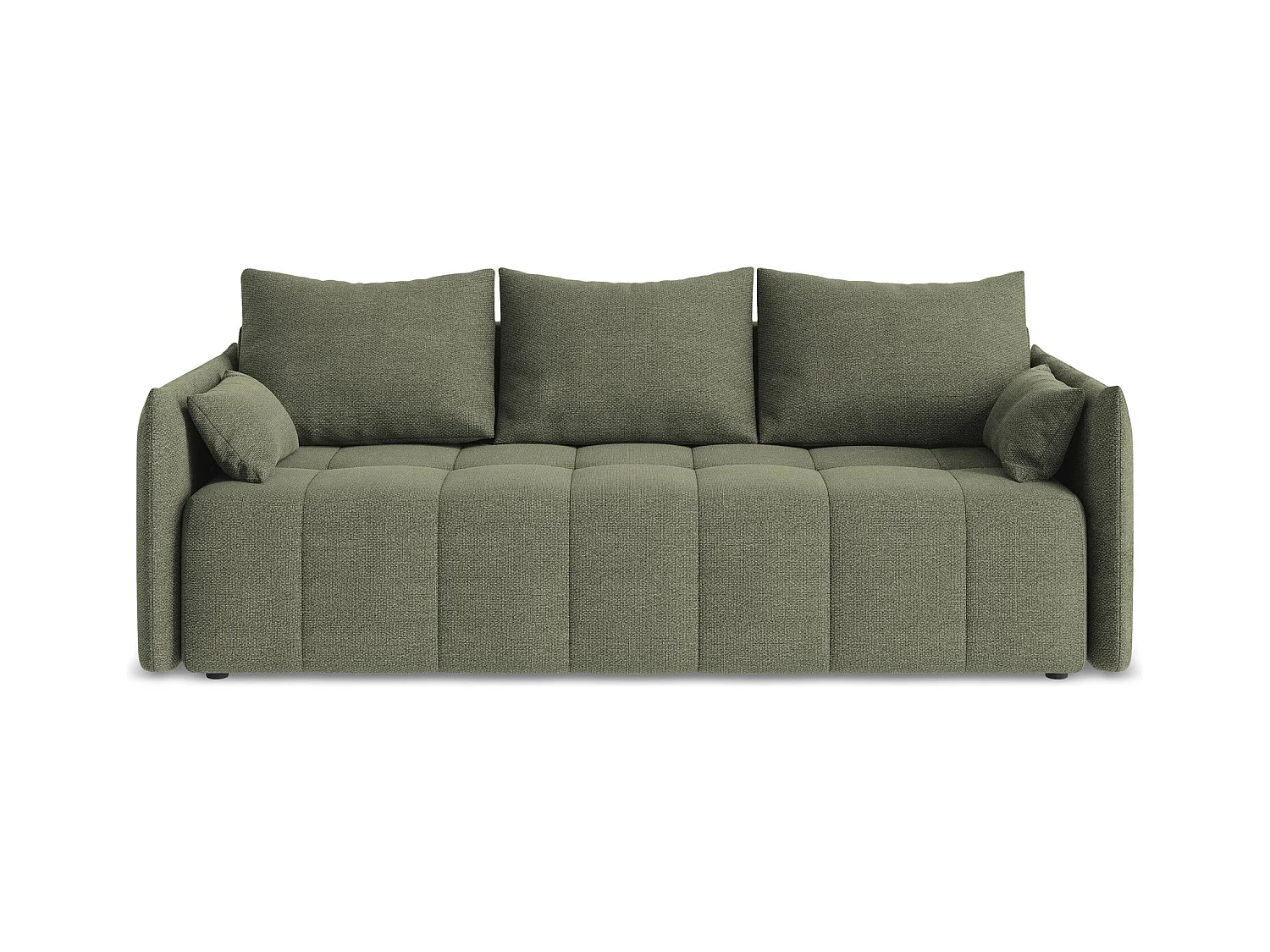 3-Sitzer Sofa mit Schlaffunktion - - Bouclé - Olive - MOKU