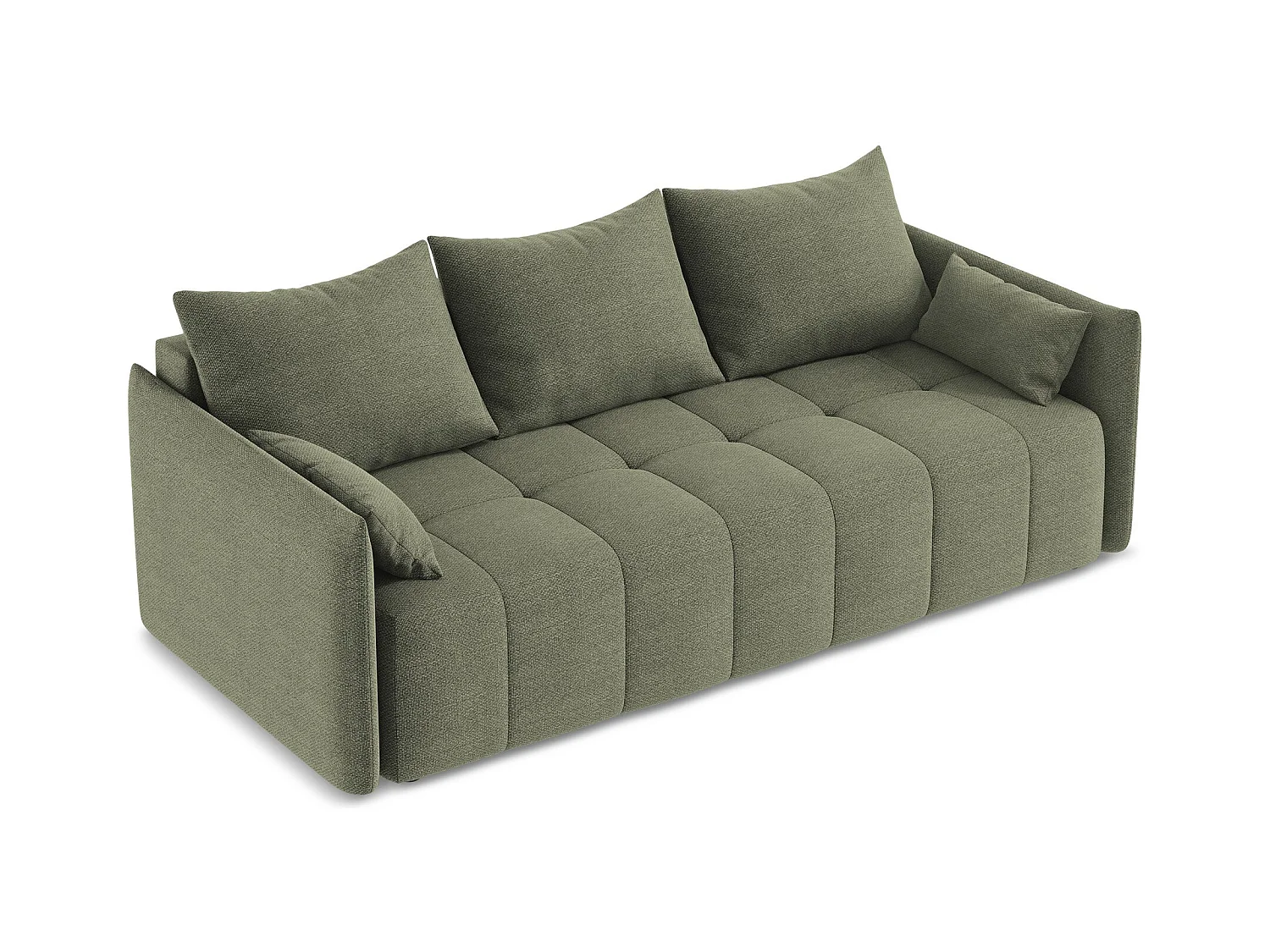 3-Sitzer Sofa mit Schlaffunktion - - Bouclé - Olive - MOKU