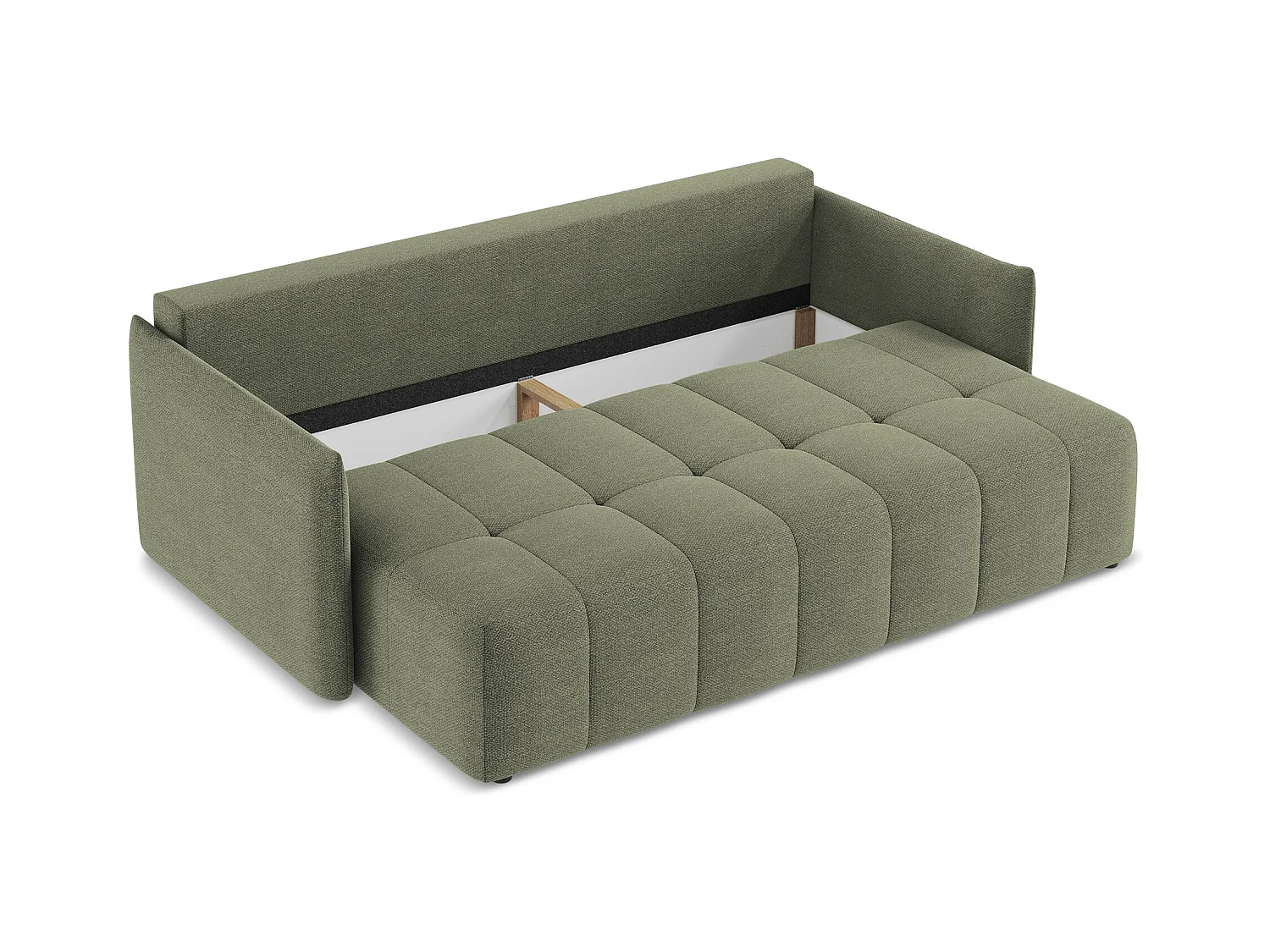 3-Sitzer Sofa mit Schlaffunktion - - Bouclé - Olive - MOKU