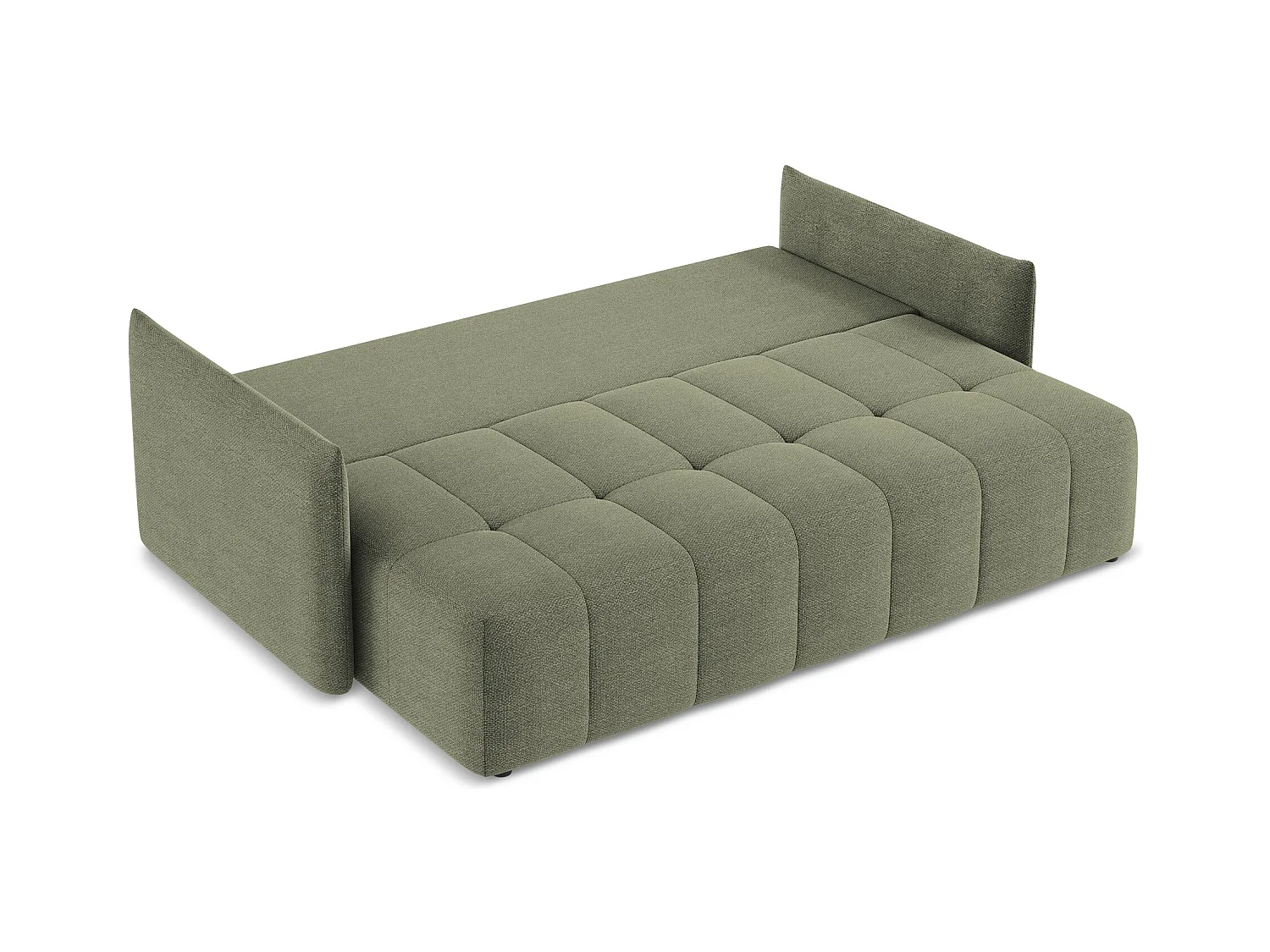 3-Sitzer Sofa mit Schlaffunktion - - Bouclé - Olive - MOKU