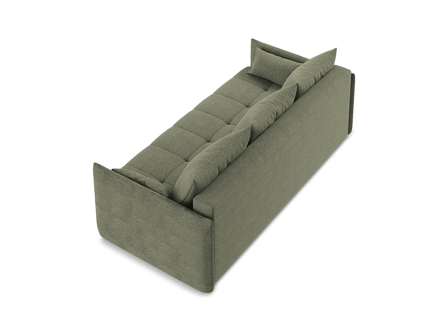 3-Sitzer Sofa mit Schlaffunktion - - Bouclé - Olive - MOKU