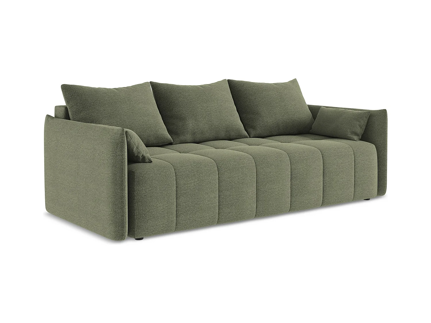 3-Sitzer Sofa mit Schlaffunktion - - Bouclé - Olive - MOKU