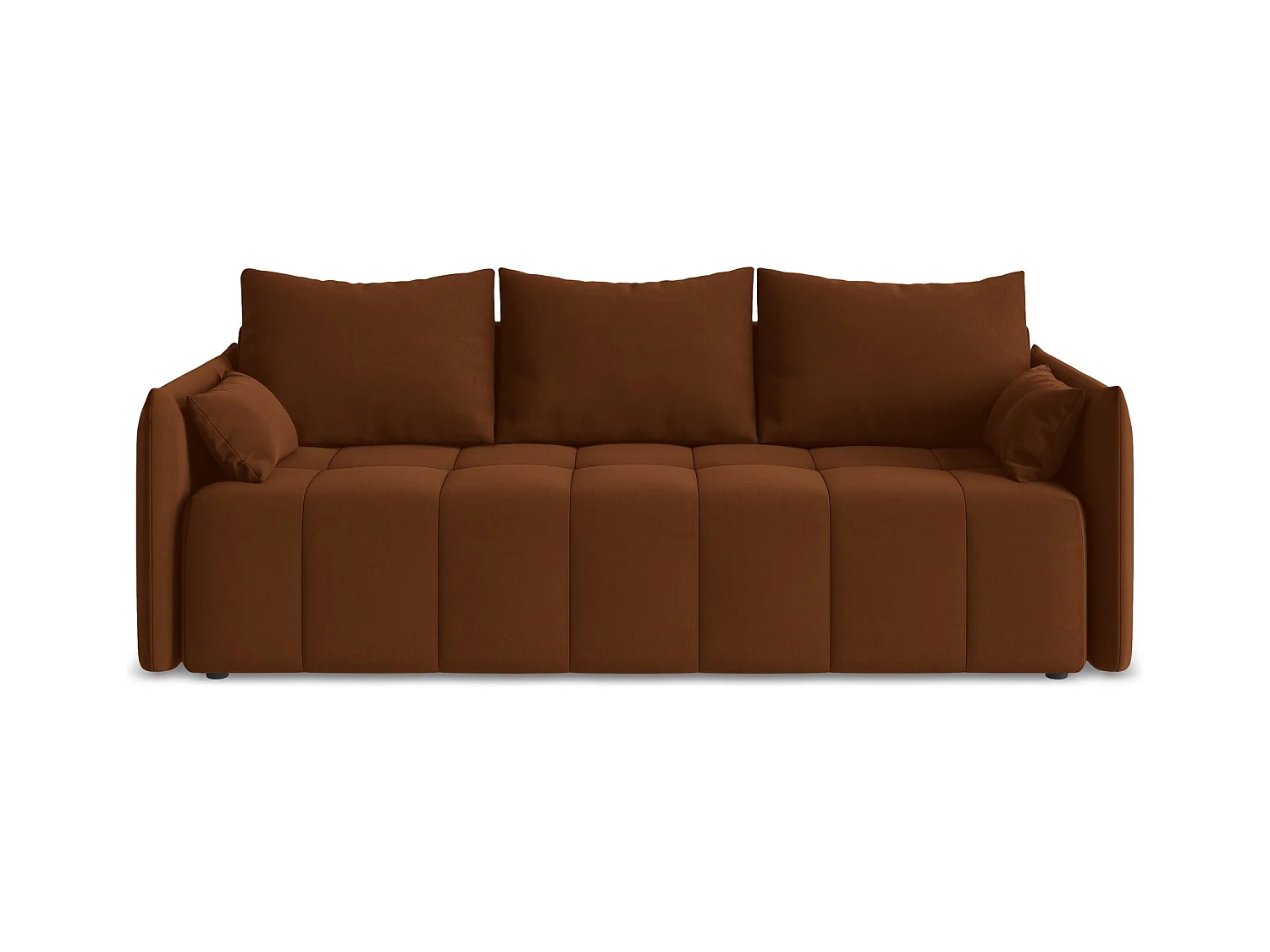 Driezits-slaapbank van terracotta velours - MOKU