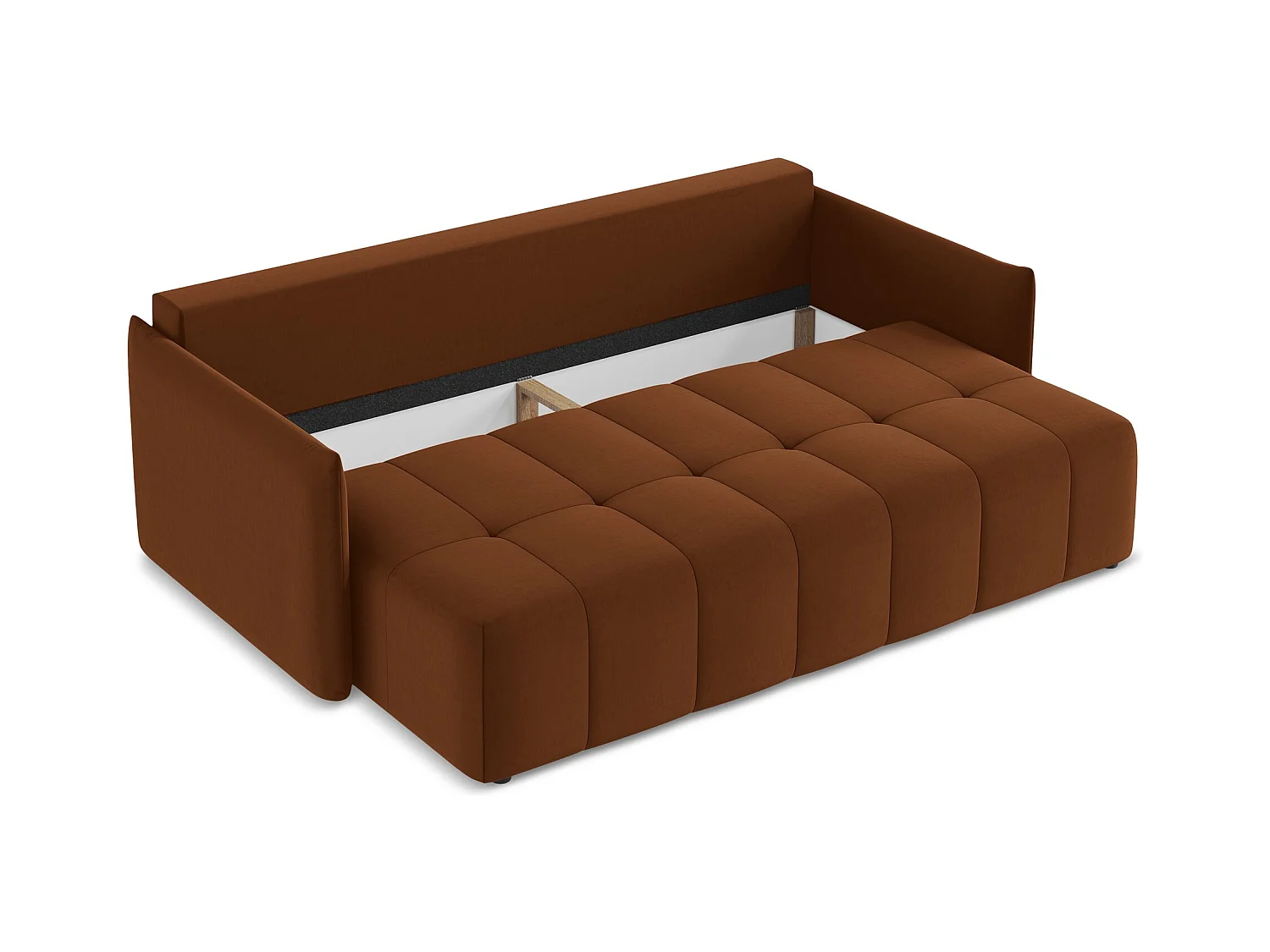 Driezits-slaapbank van terracotta velours - MOKU