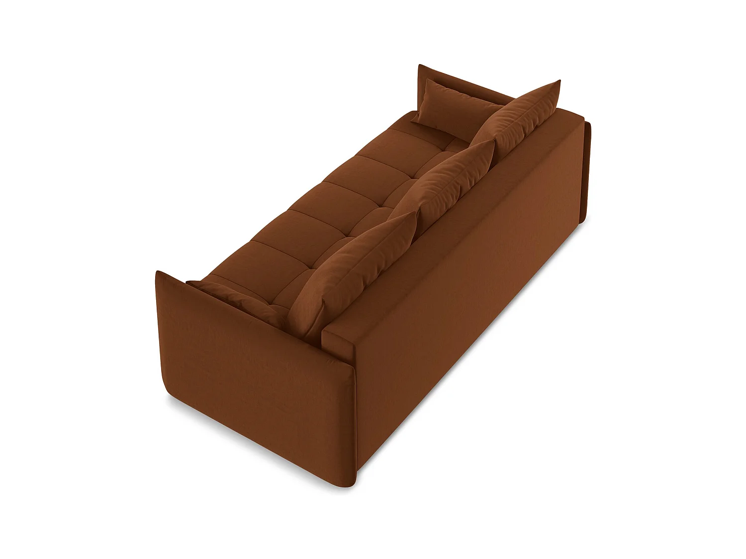 Driezits-slaapbank van terracotta velours - MOKU