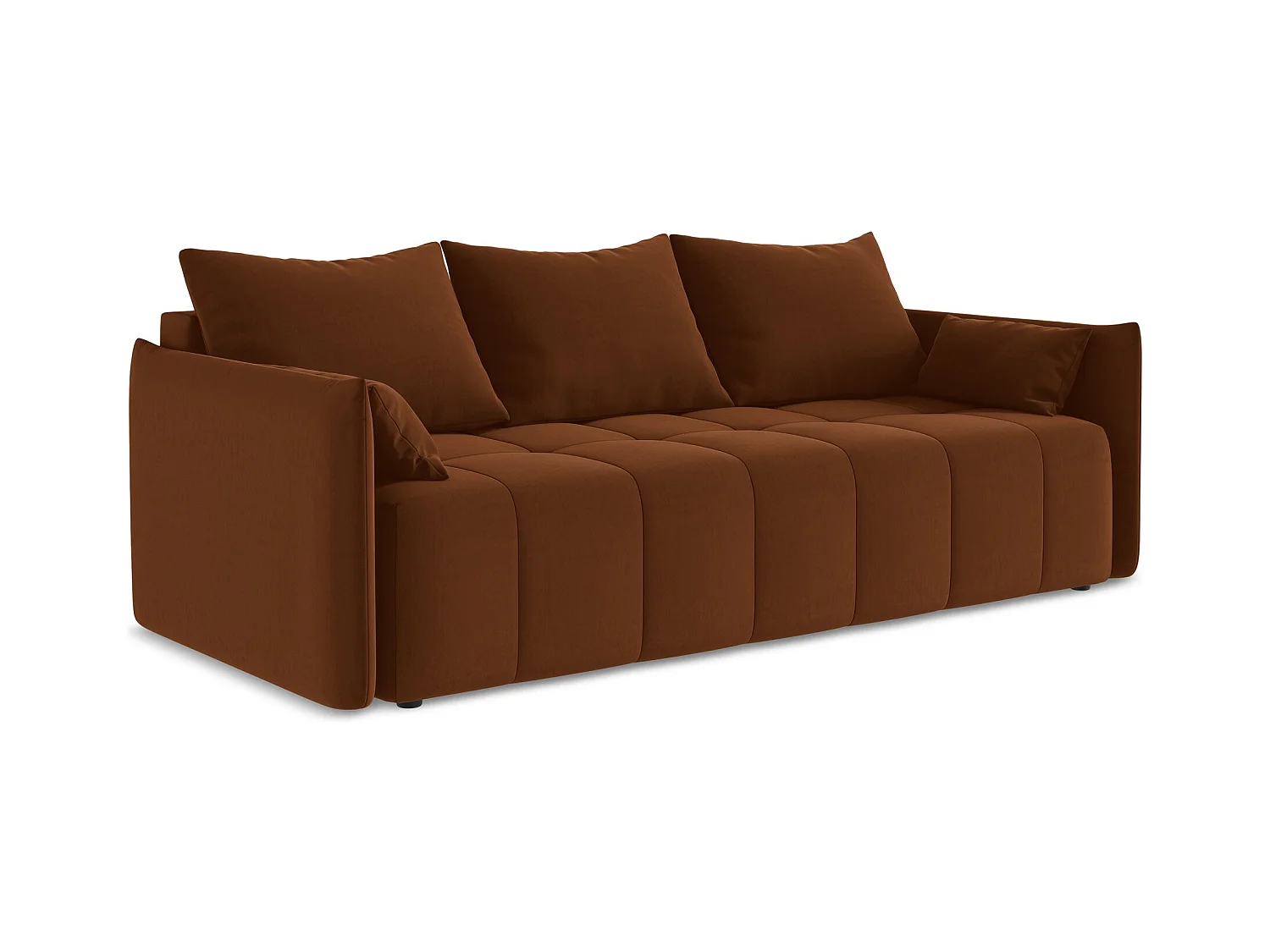 3-Sitzer Sofa mit Schlaffunktion - - Samt - Terrakotta - MOKU