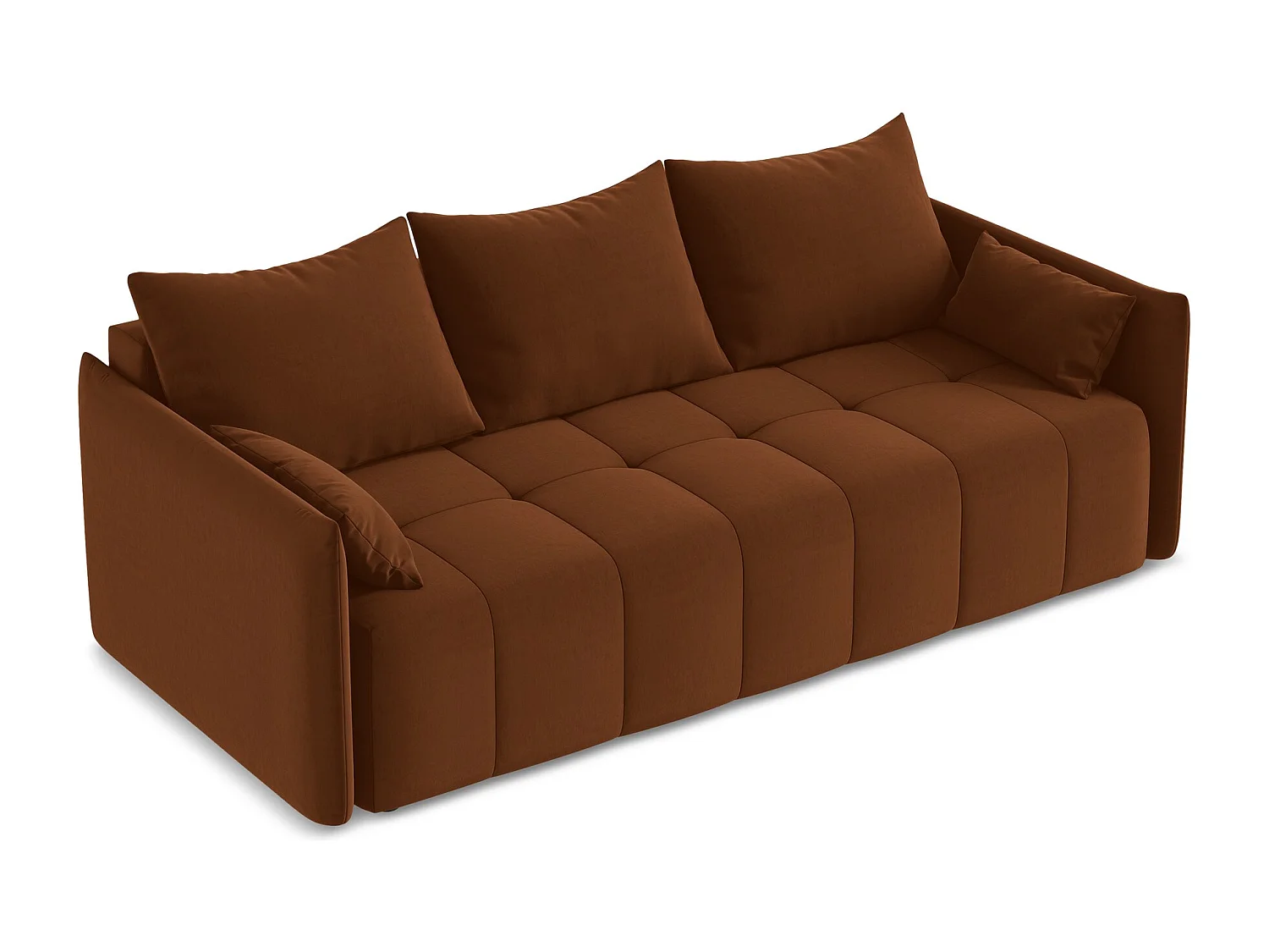 Canapé 3 places convertible en velours - terre cuite - MOKU