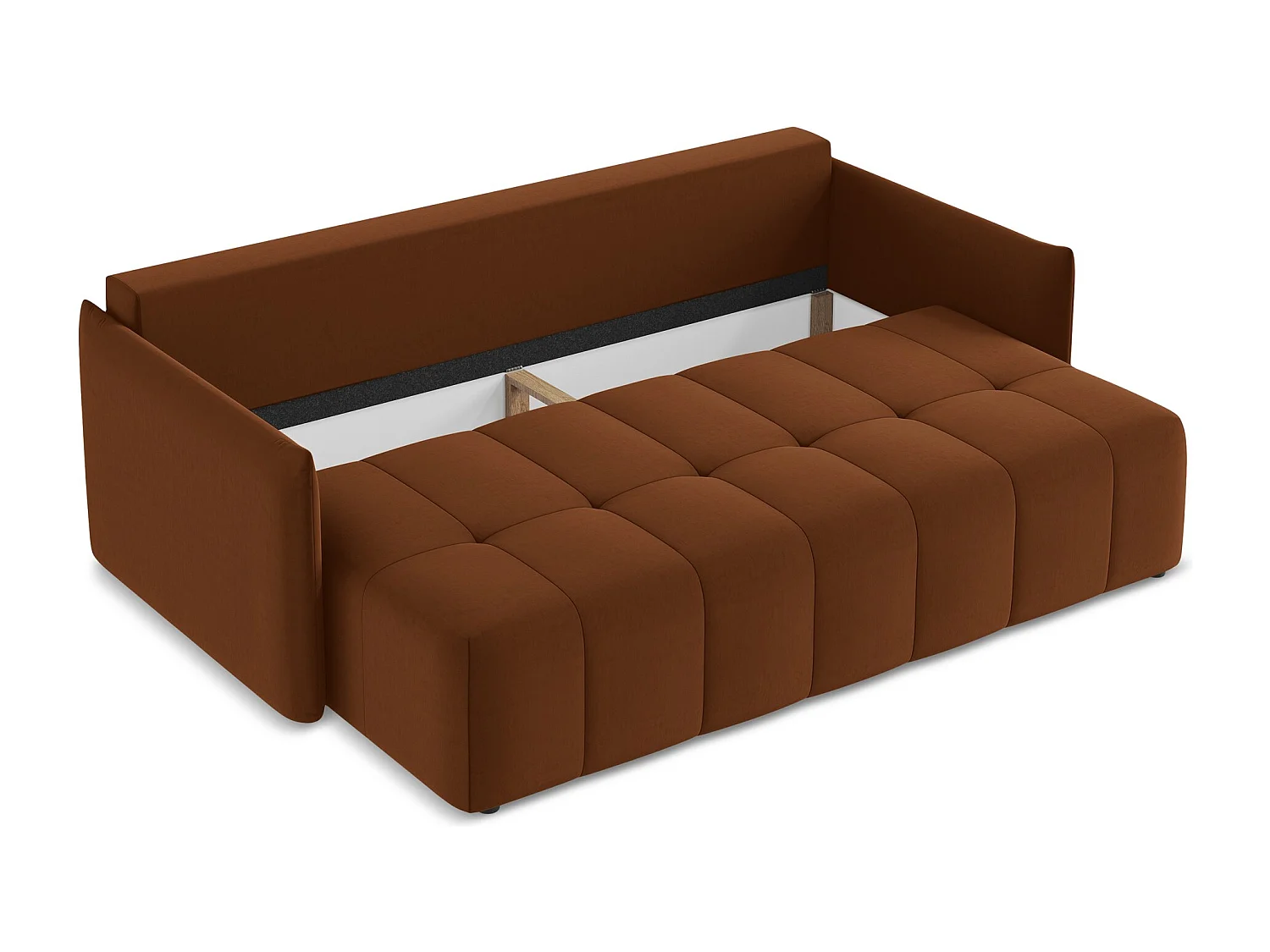 Canapé 3 places convertible en velours - terre cuite - MOKU