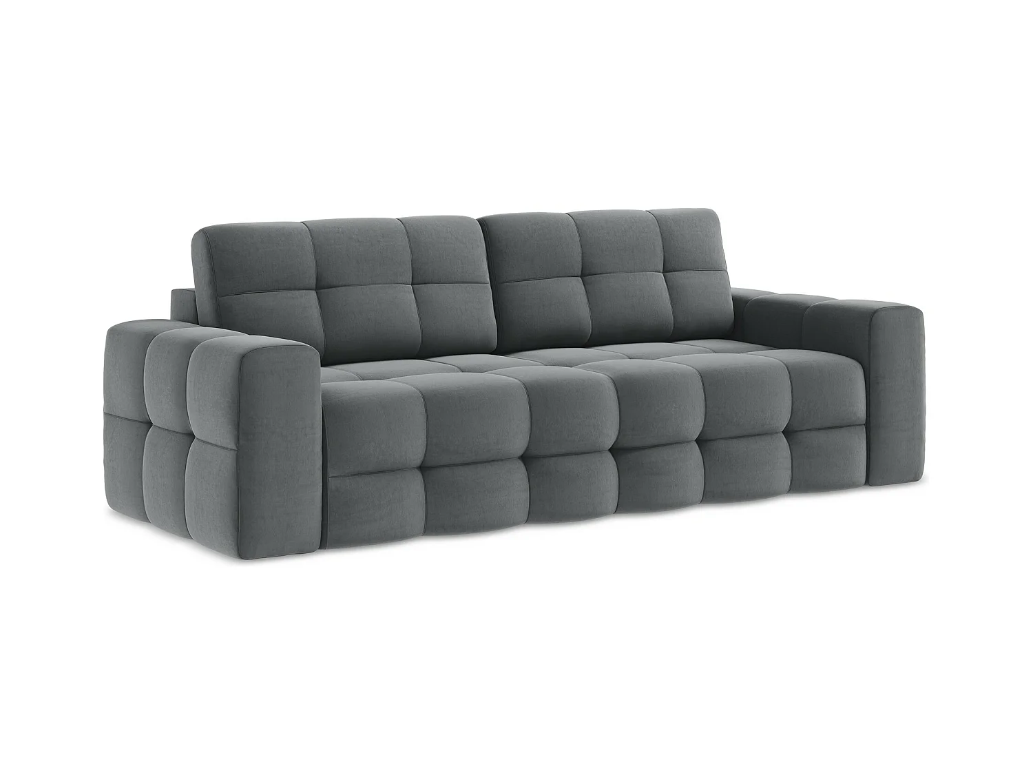 Canapé 3 places convertible en velours - acier - MILU