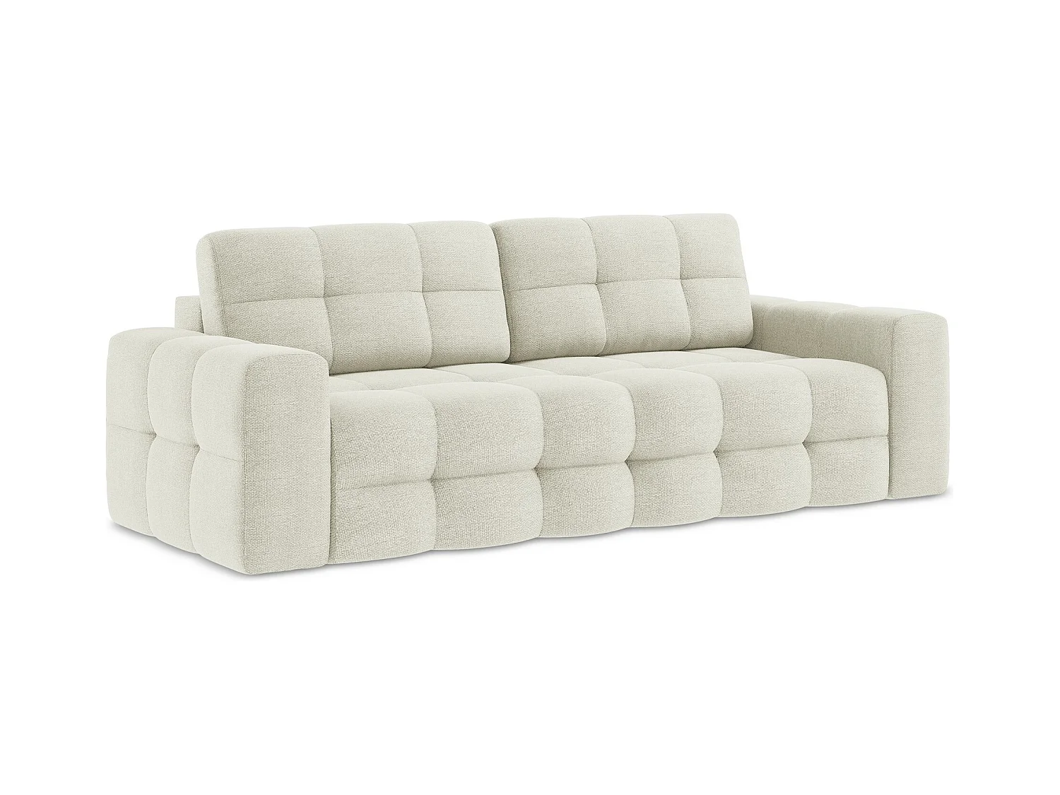 Canapé 3 places convertible en tissu bouclette - sable - MILU