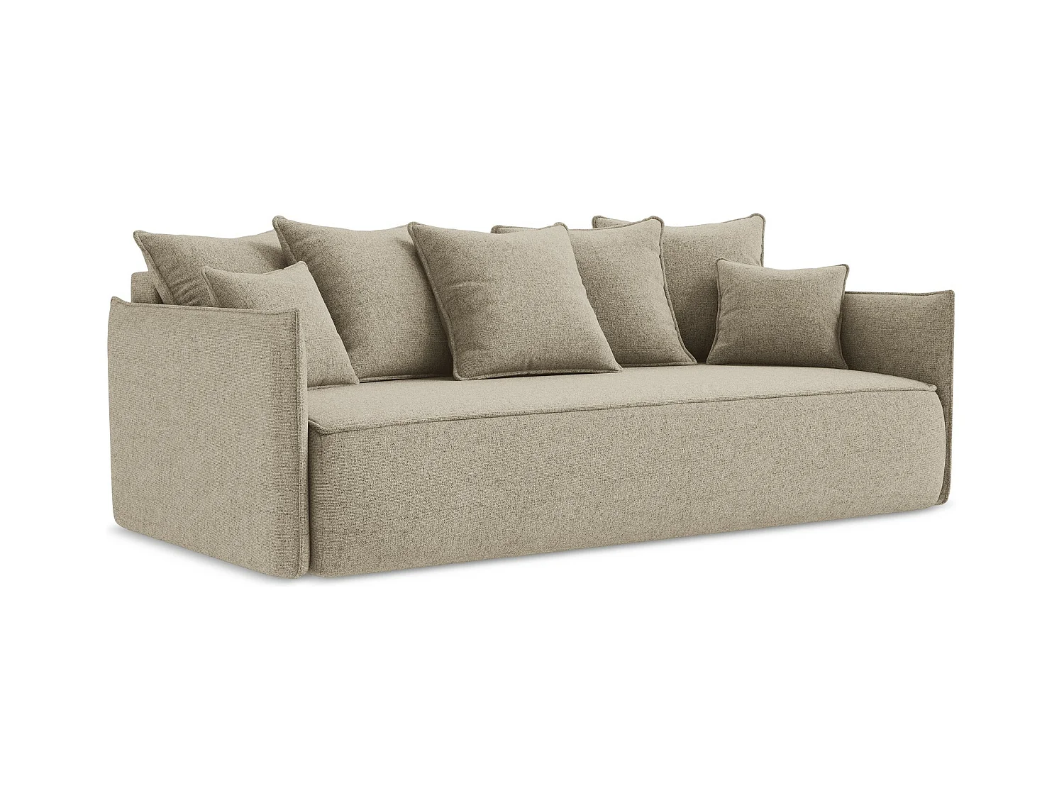 Canapé 3 places convertible en tissu texturé - beige - HULA