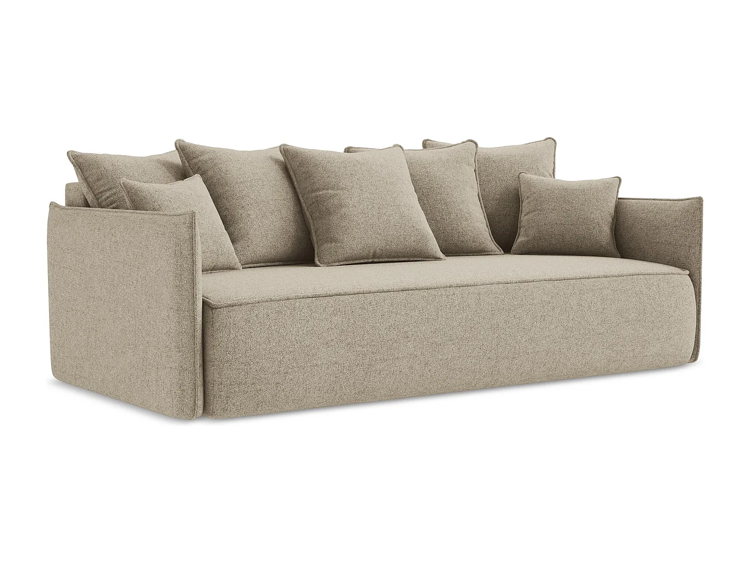 Canapé 3 places convertible en tissu texturé - beige - HULA