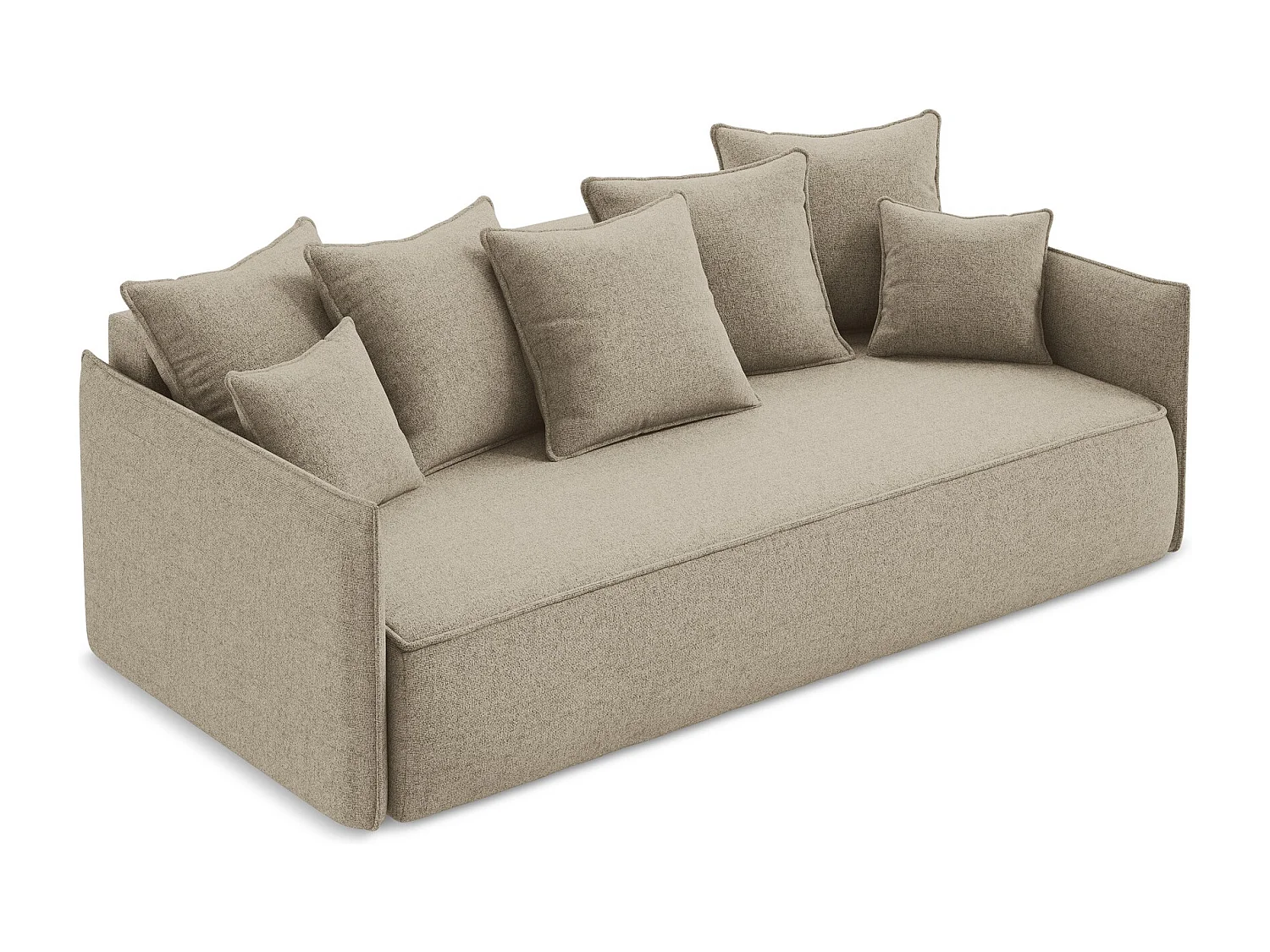 Canapé 3 places convertible en tissu texturé - beige - HULA