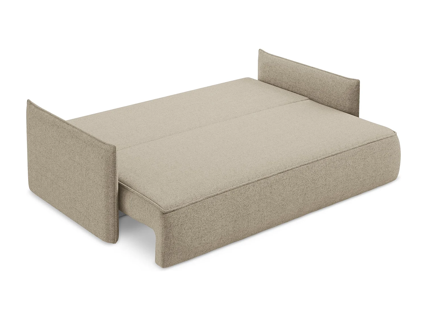 Canapé 3 places convertible en tissu texturé - beige - HULA