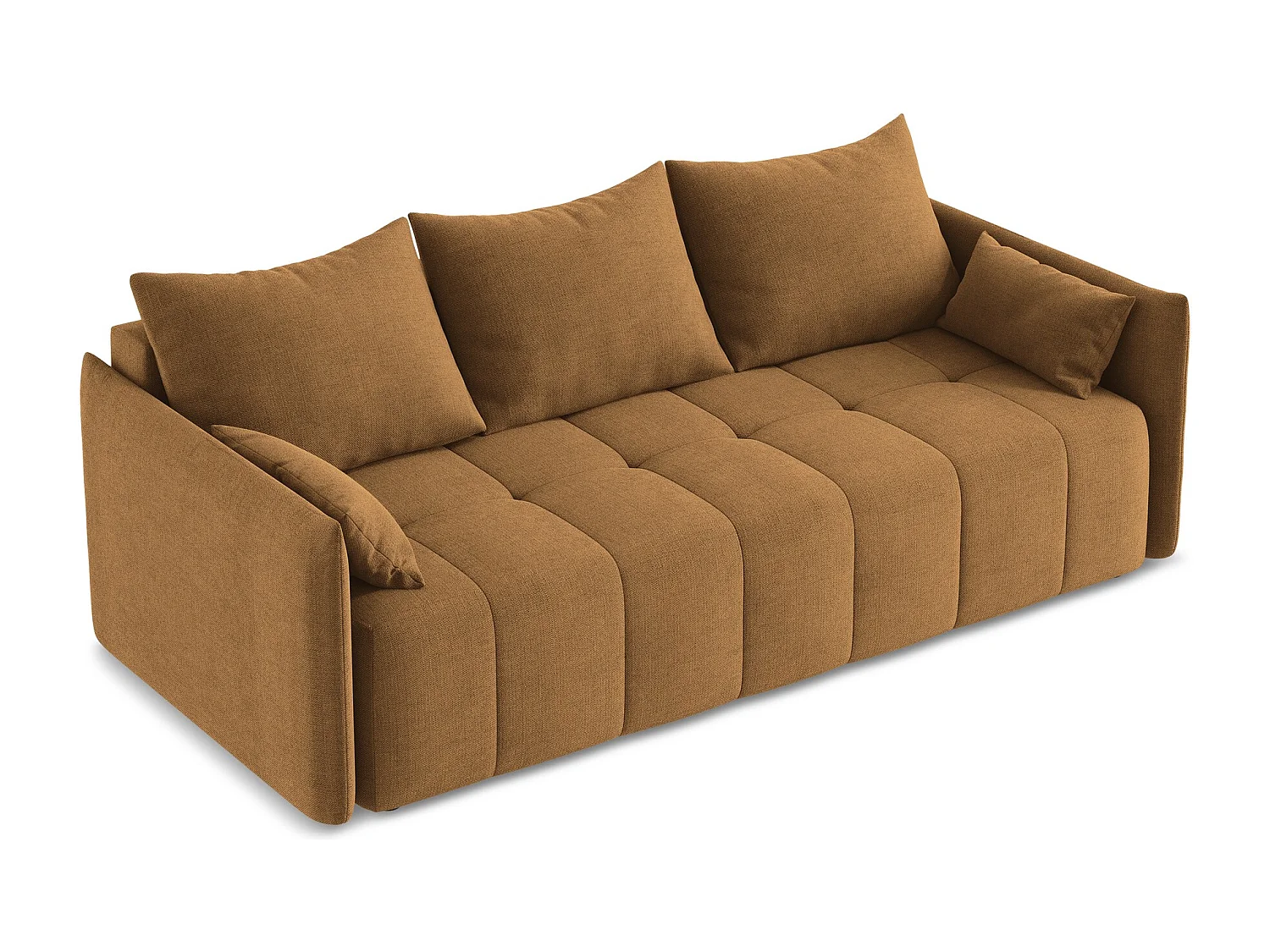 Canapé 3 places convertible en tissu texturé - terre cuite - MOKU