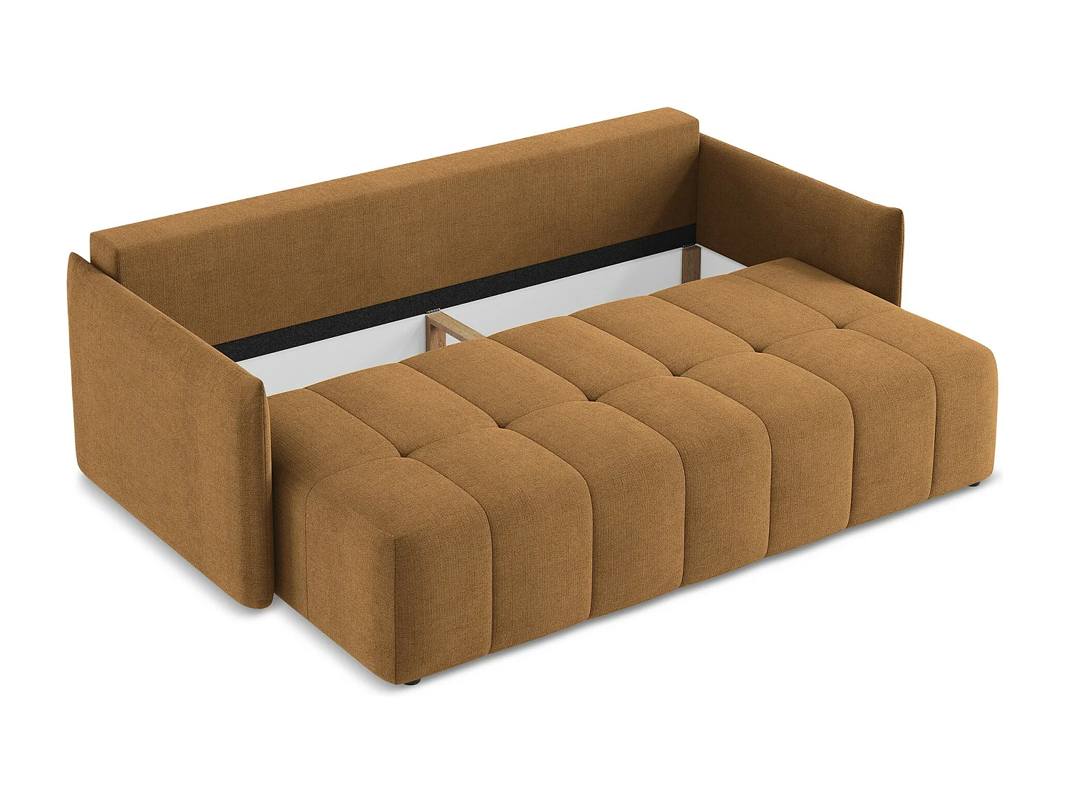 Canapé 3 places convertible en tissu texturé - terre cuite - MOKU